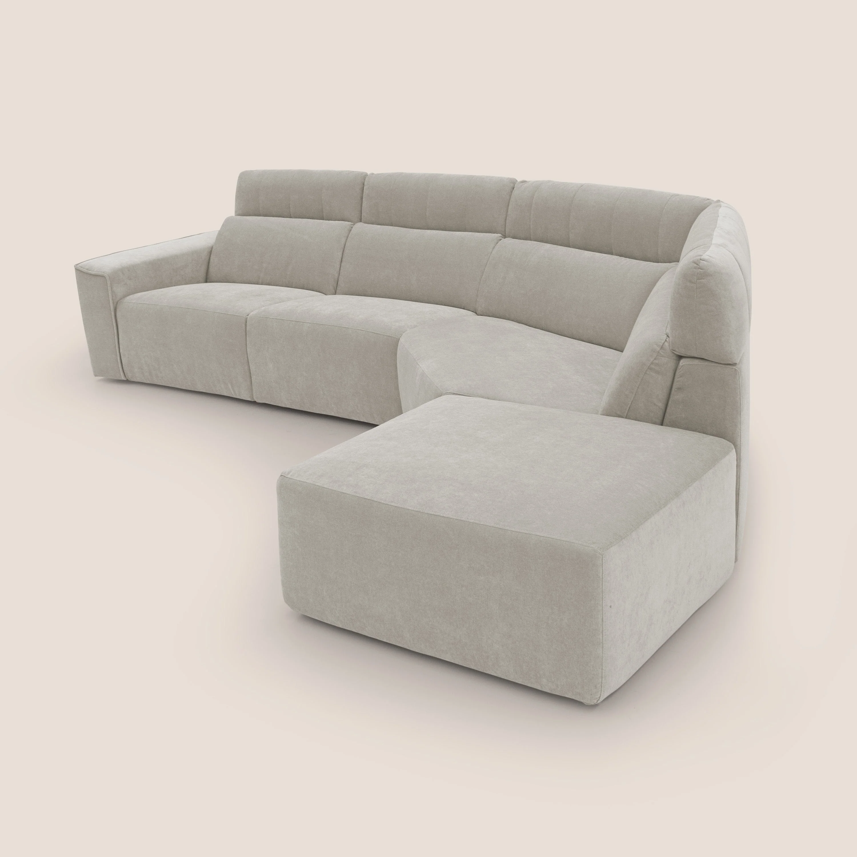 Clark Canapé d'angle avec option relax électrique en tissu imperméable et détachable T17 crème - Image 5