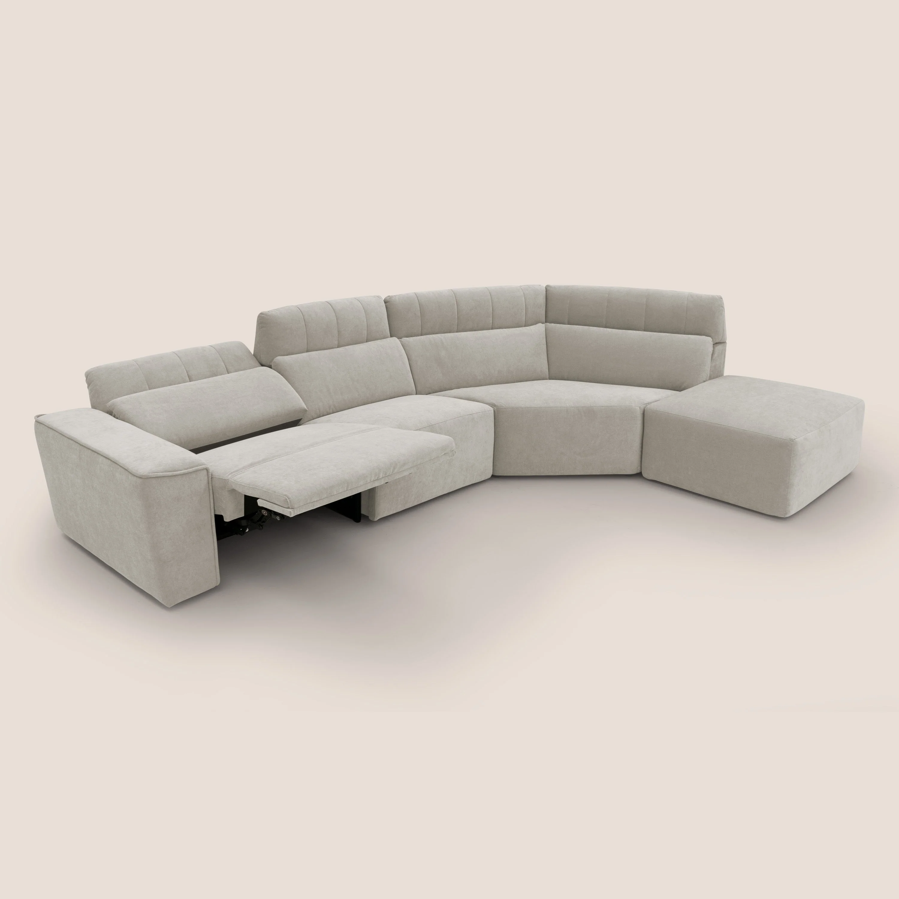Clark Canapé d'angle avec option relax électrique en tissu imperméable et détachable T17 crème - Image 9