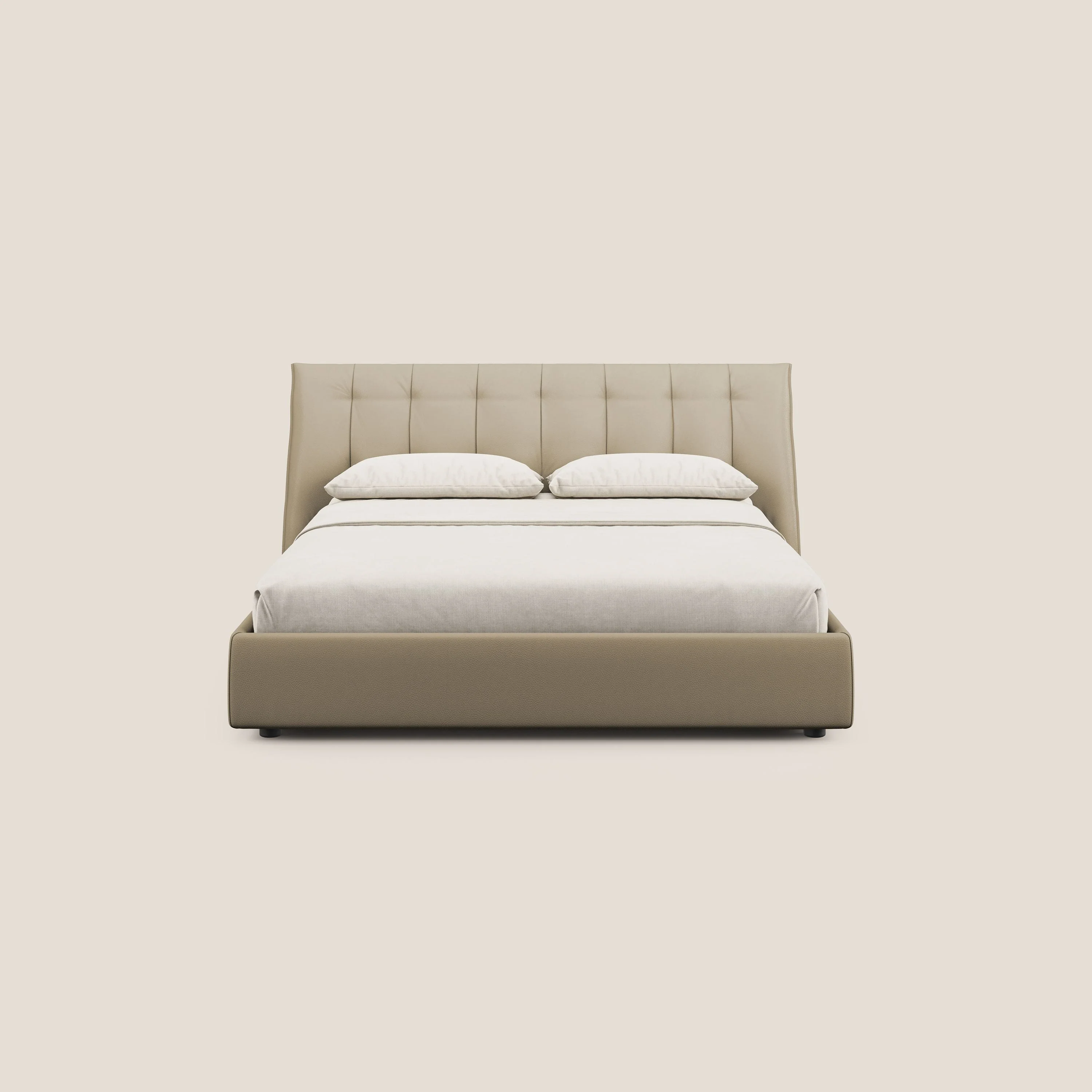 Clizia Lit de design avec coffre de rangement en simili-cuir imperméable T04 beige - Image 3