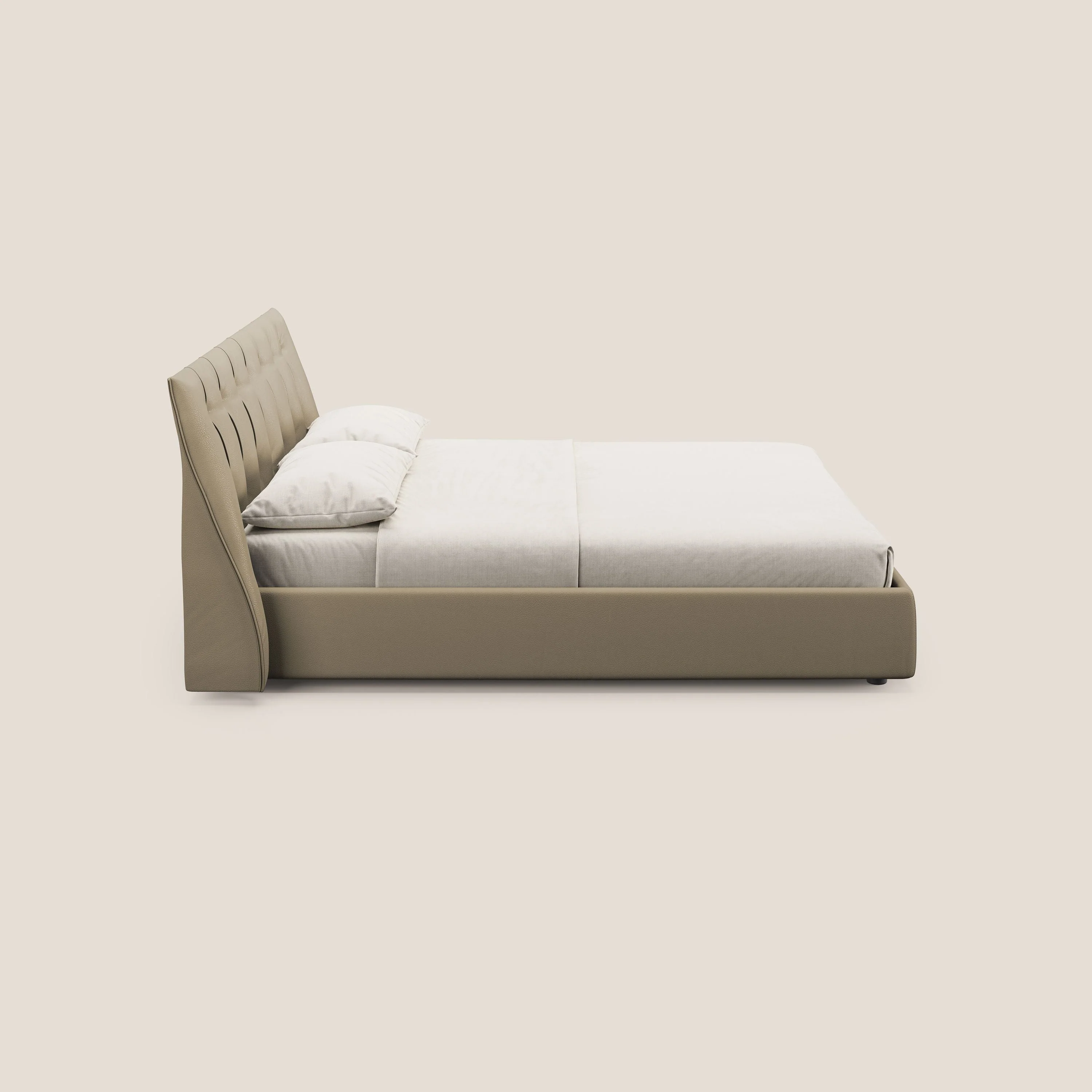 Clizia Lit de design avec coffre de rangement en simili-cuir imperméable T04 beige - Image 4