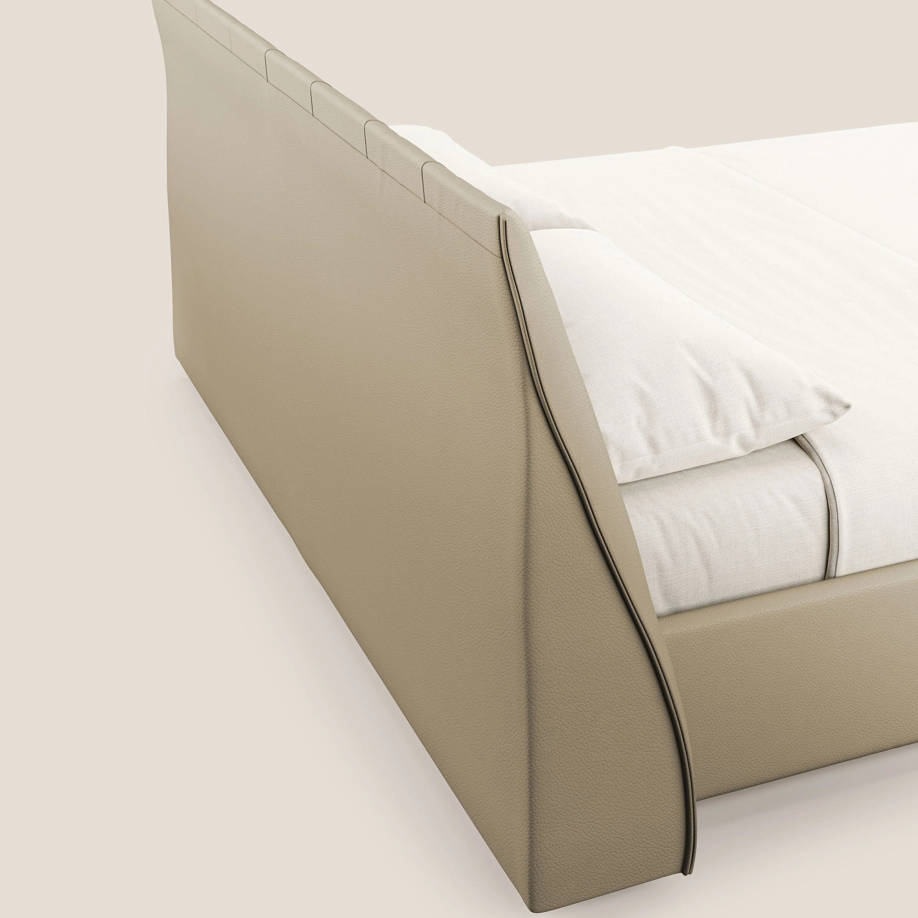 Clizia Lit de design avec coffre de rangement en simili-cuir imperméable T04 beige - Image 7
