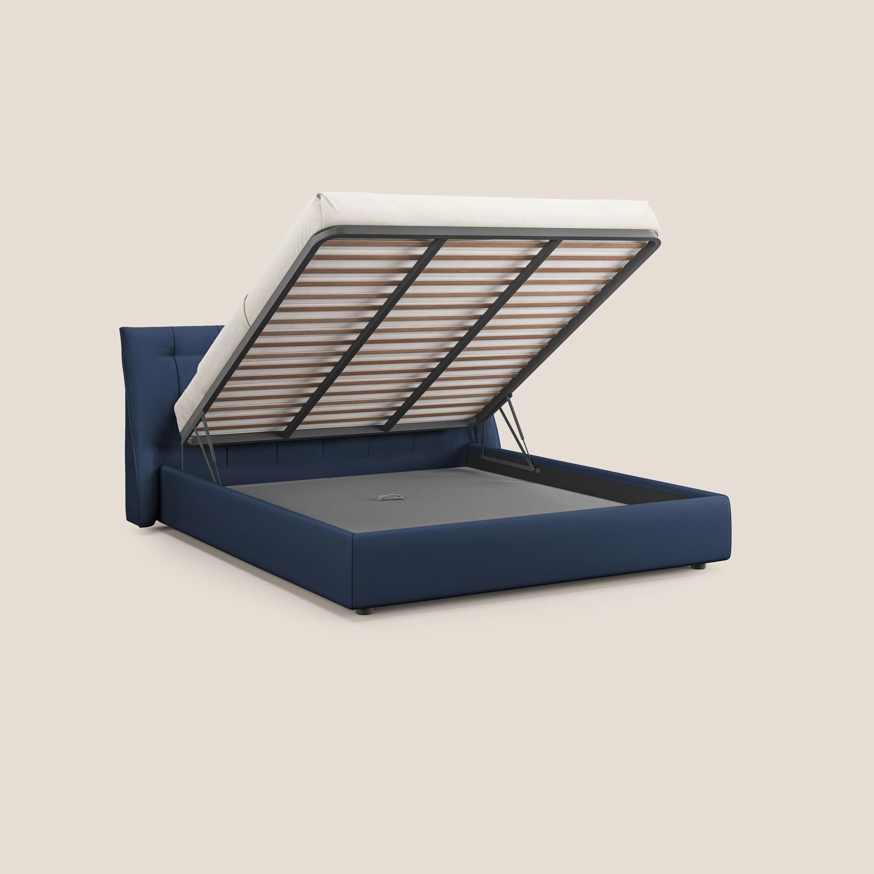 Clizia Lit de design avec coffre de rangement en simili-cuir imperméable T04 bleu - Image 2