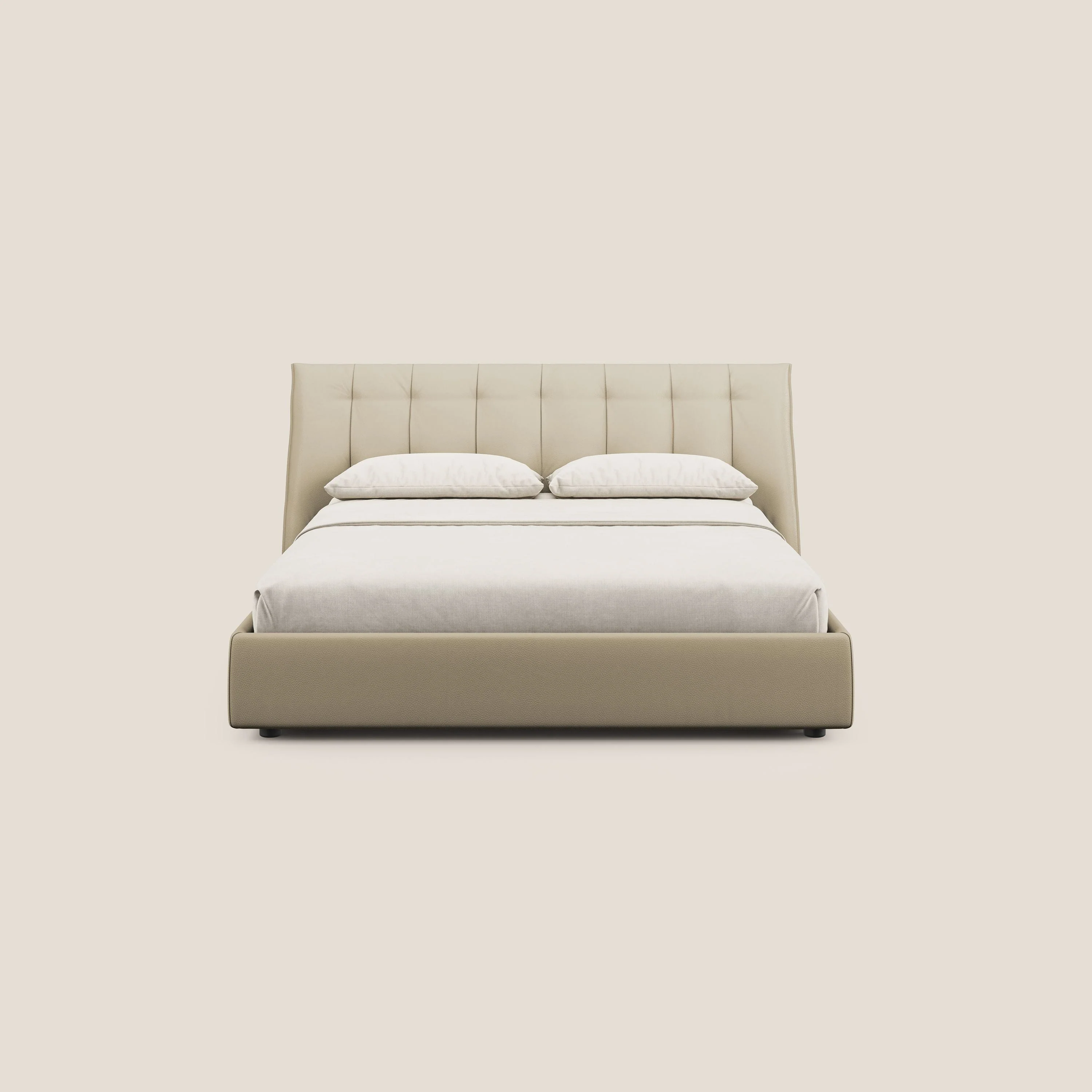 Clizia Lit de design avec coffre de rangement en simili-cuir imperméable T04 crème - Image 4