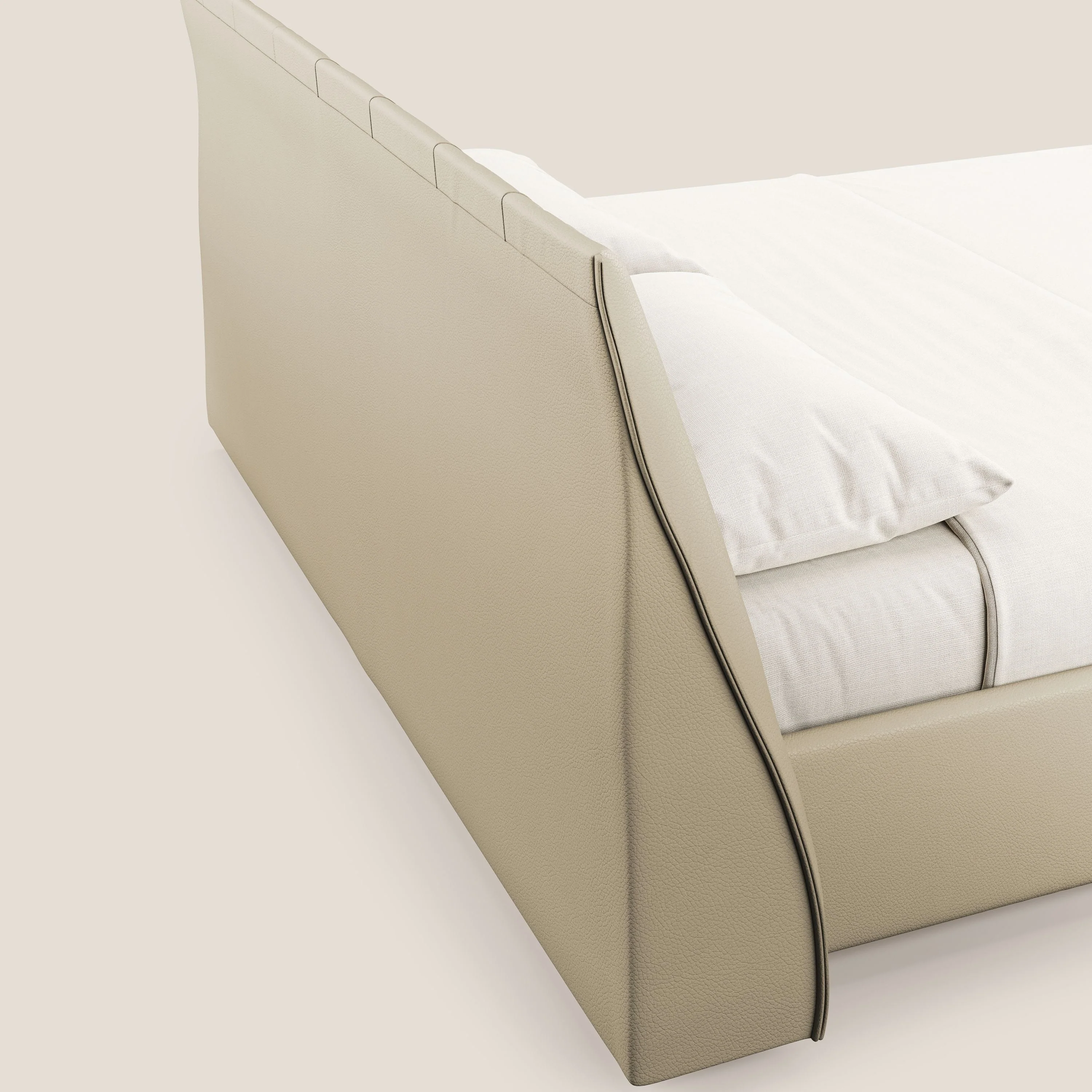 Clizia Lit de design avec coffre de rangement en simili-cuir imperméable T04 crème - Image 5