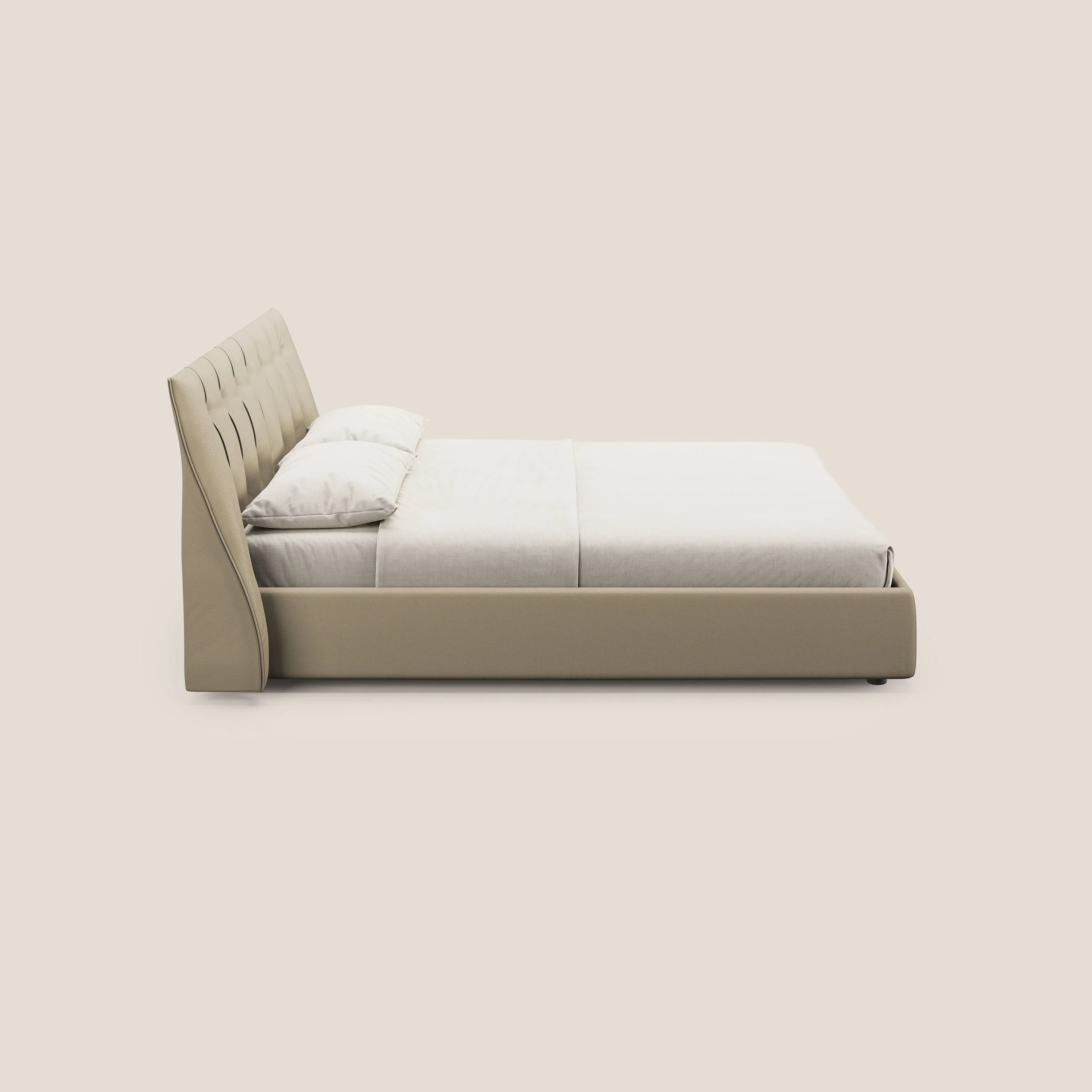 Clizia Lit de design avec coffre de rangement en simili-cuir imperméable T04 crème - Image 6