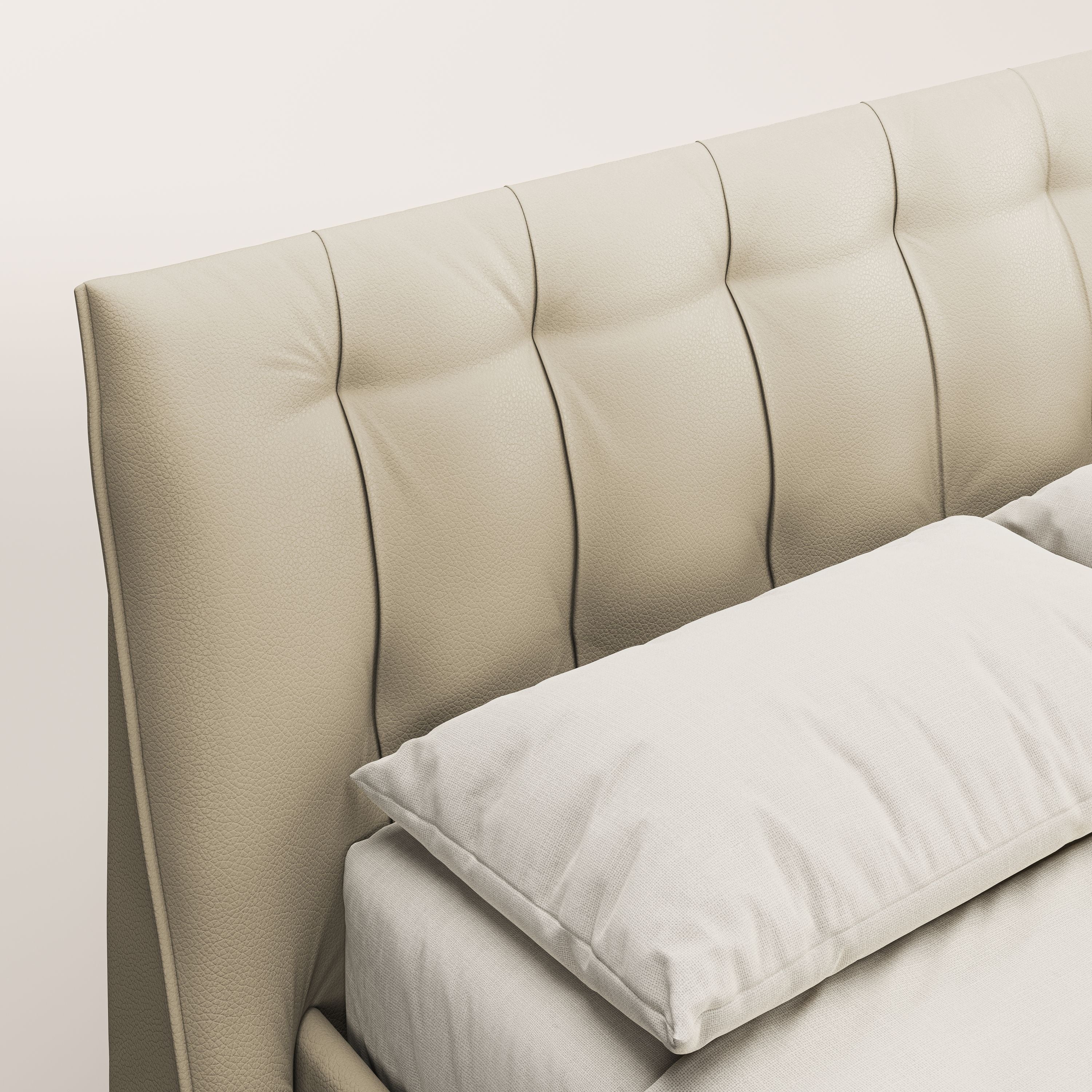 Clizia Lit de design avec coffre de rangement en simili-cuir imperméable T04 crème - Image 8