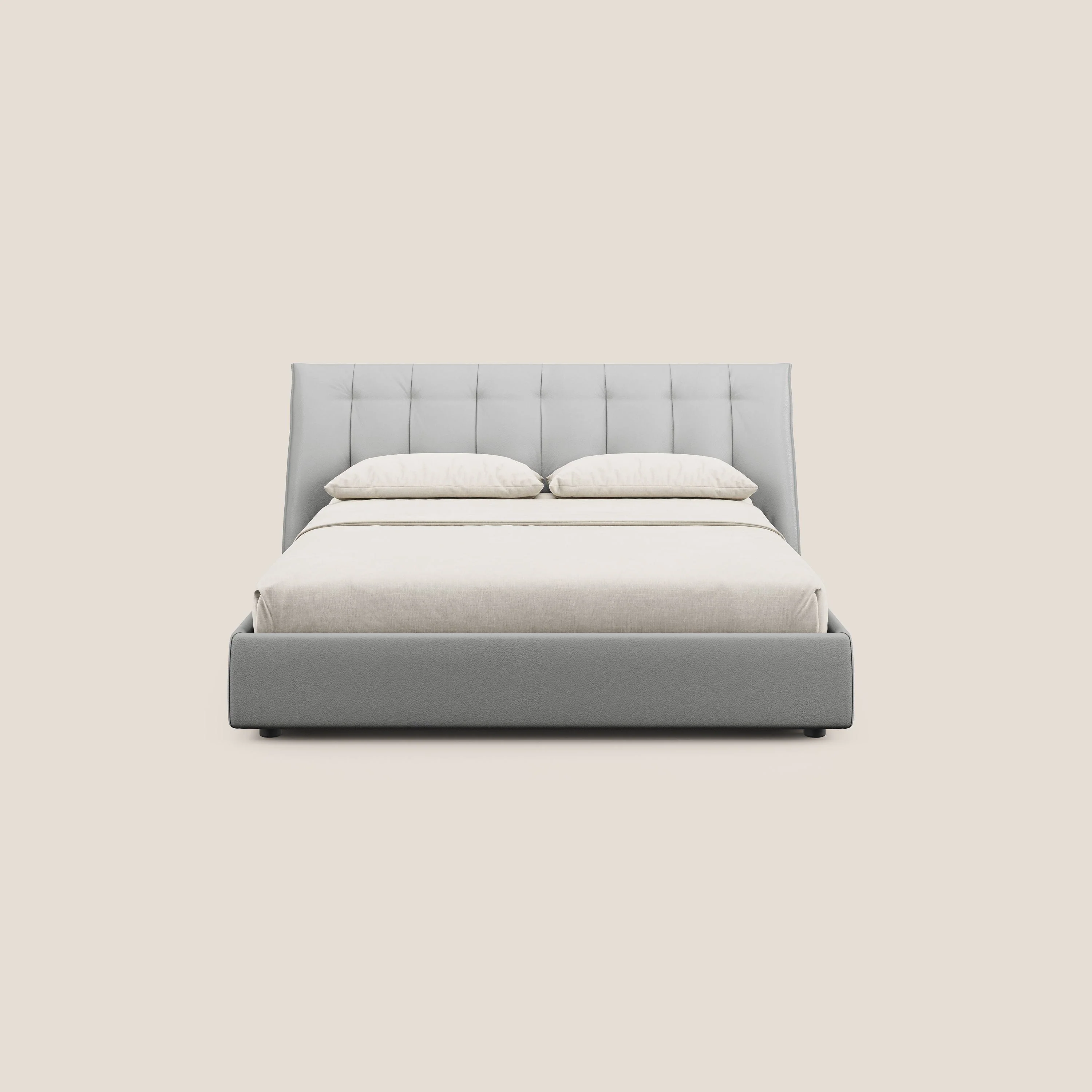 Clizia Lit de design avec coffre de rangement en simili-cuir imperméable T04 gris clair - Image 3