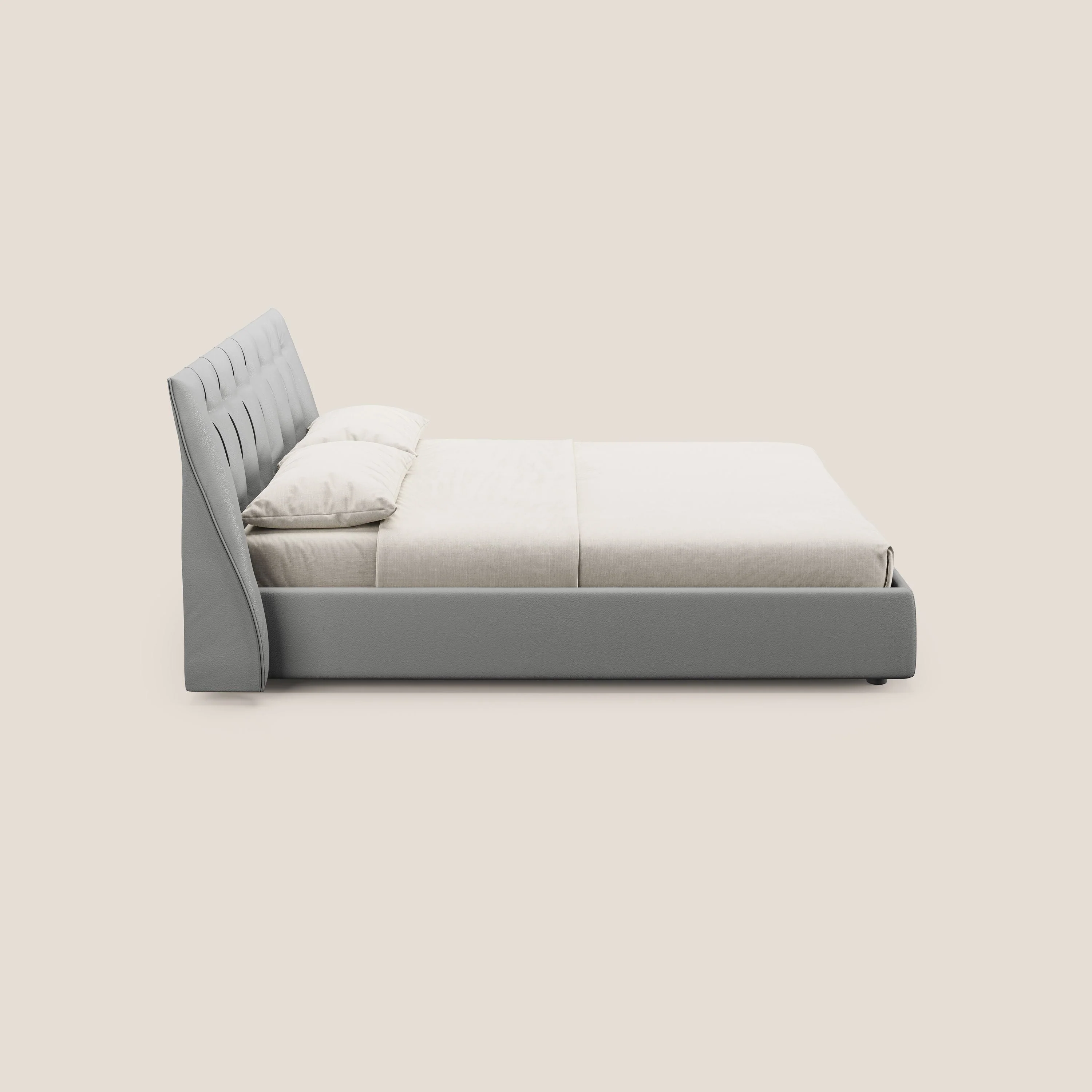 Clizia Lit de design avec coffre de rangement en simili-cuir imperméable T04 gris clair - Image 4