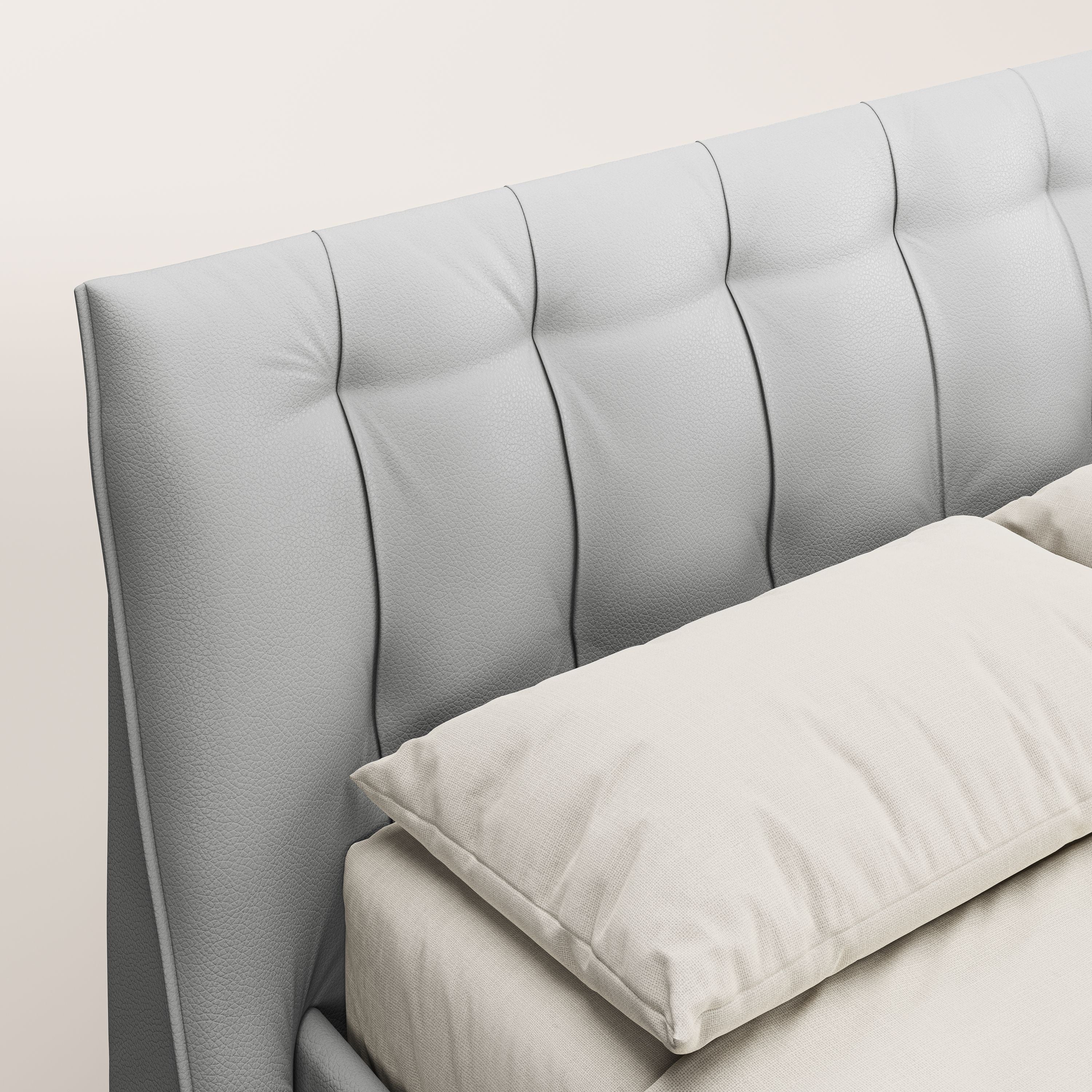 Clizia Lit de design avec coffre de rangement en simili-cuir imperméable T04 gris clair - Image 6