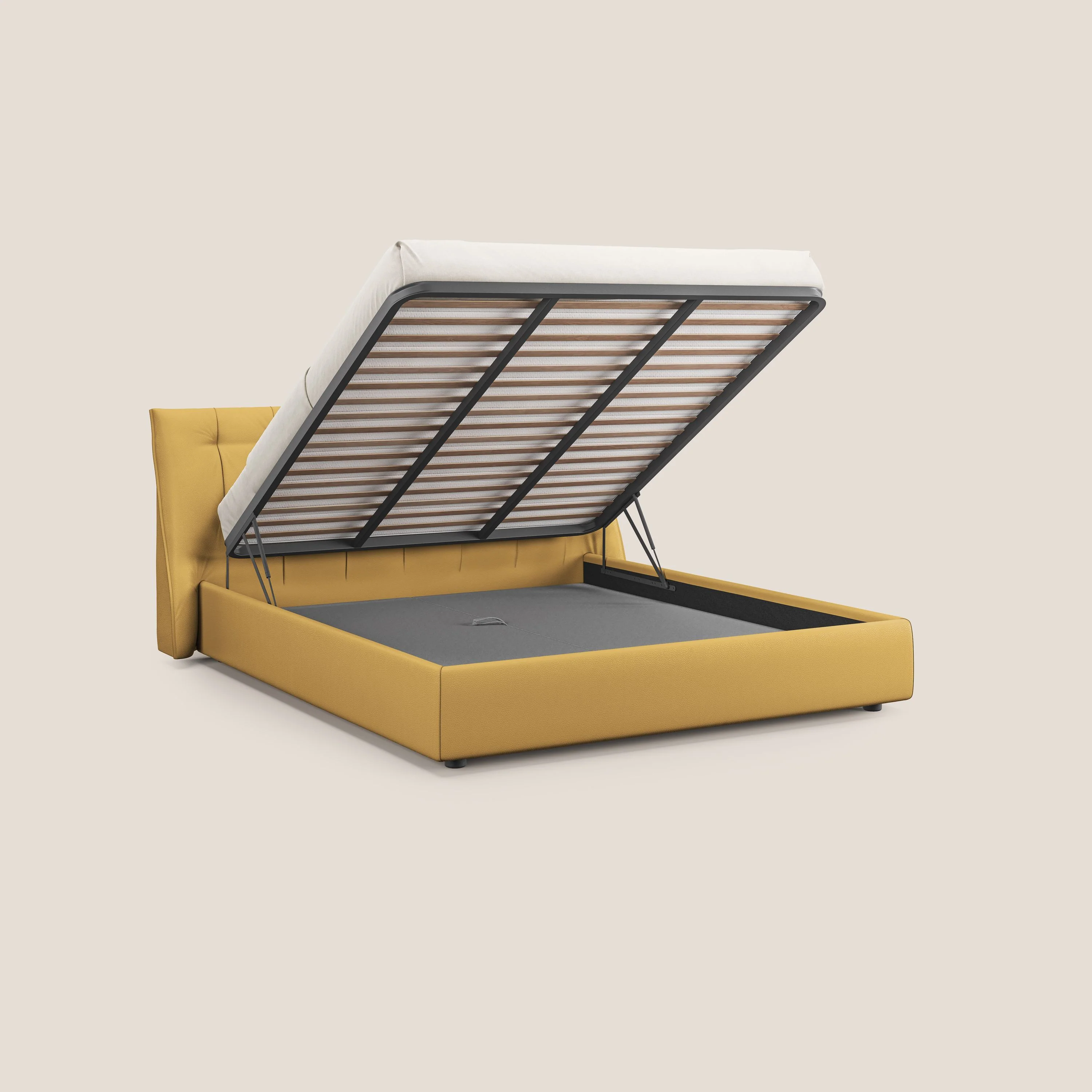 Clizia Lit de design avec coffre de rangement en simili-cuir imperméable T04 jaune - Image 2