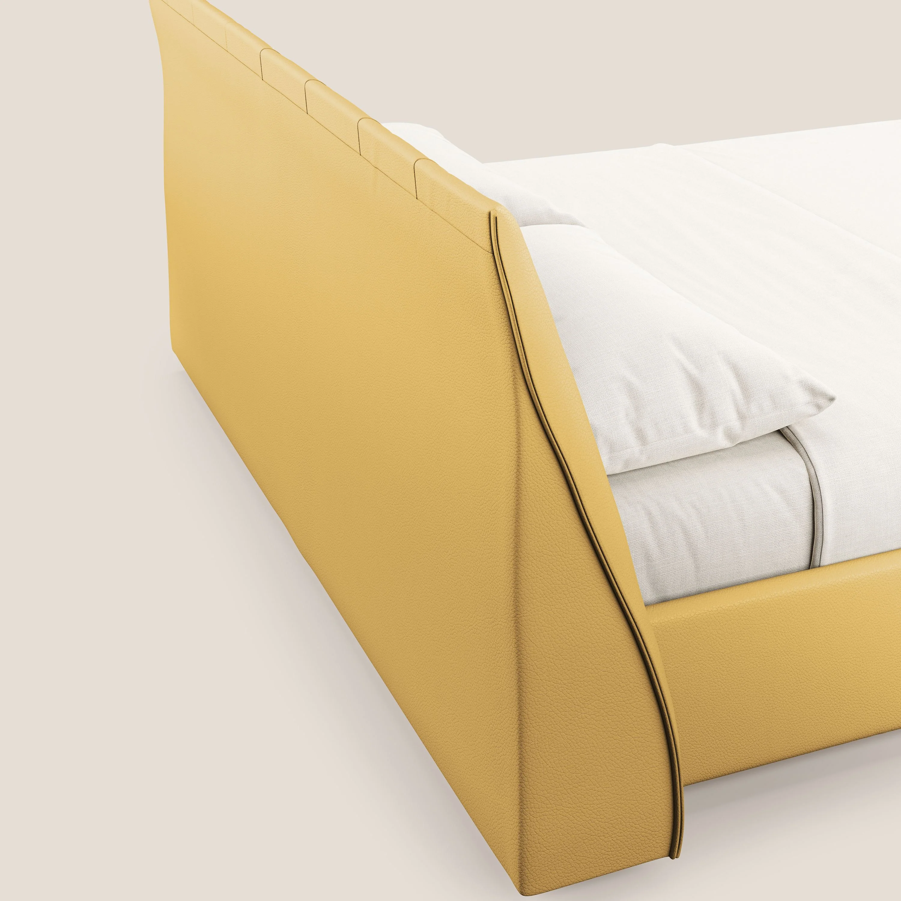 Clizia Lit de design avec coffre de rangement en simili-cuir imperméable T04 jaune - Image 7