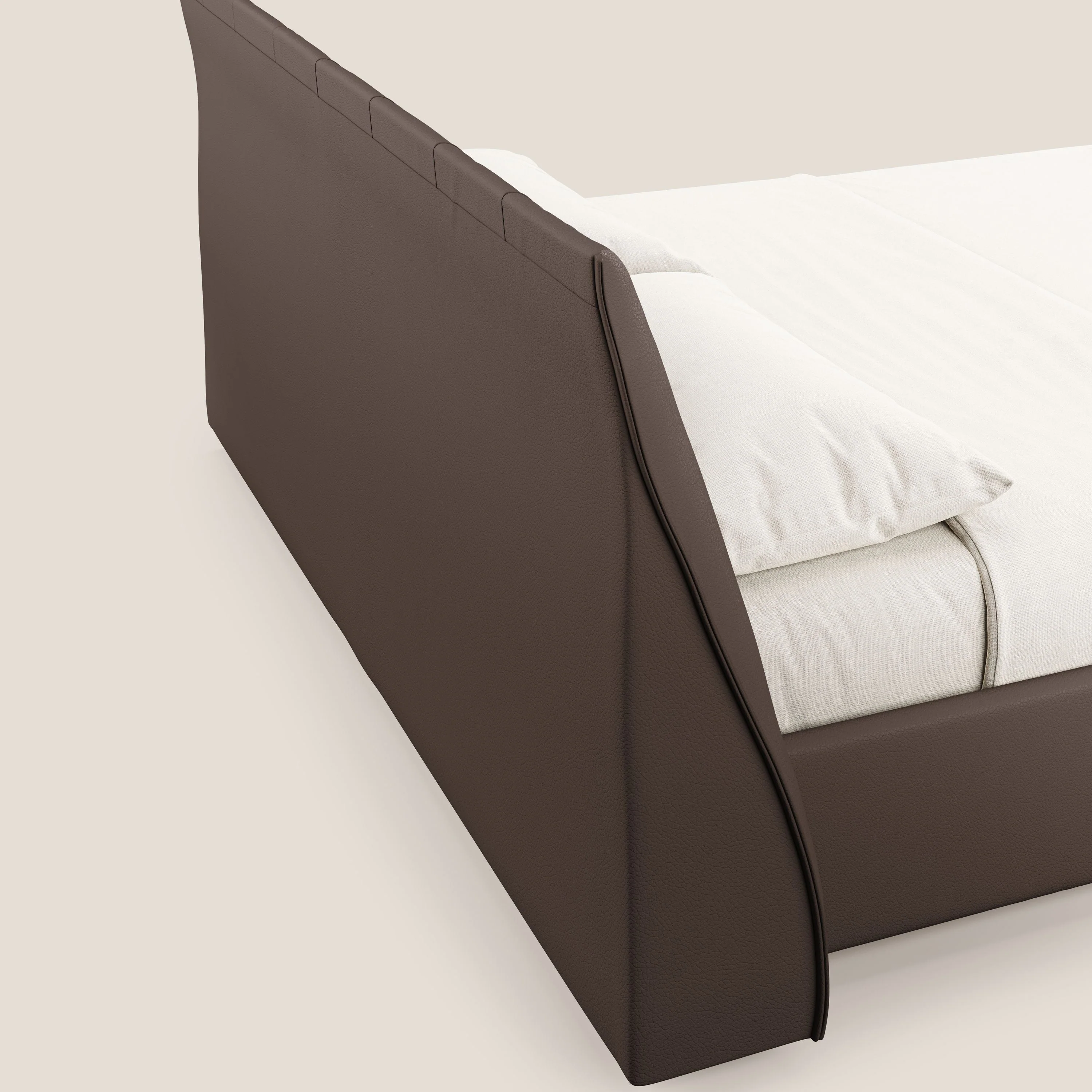 Clizia Lit de design avec coffre de rangement en simili-cuir imperméable T04 marron - Image 7