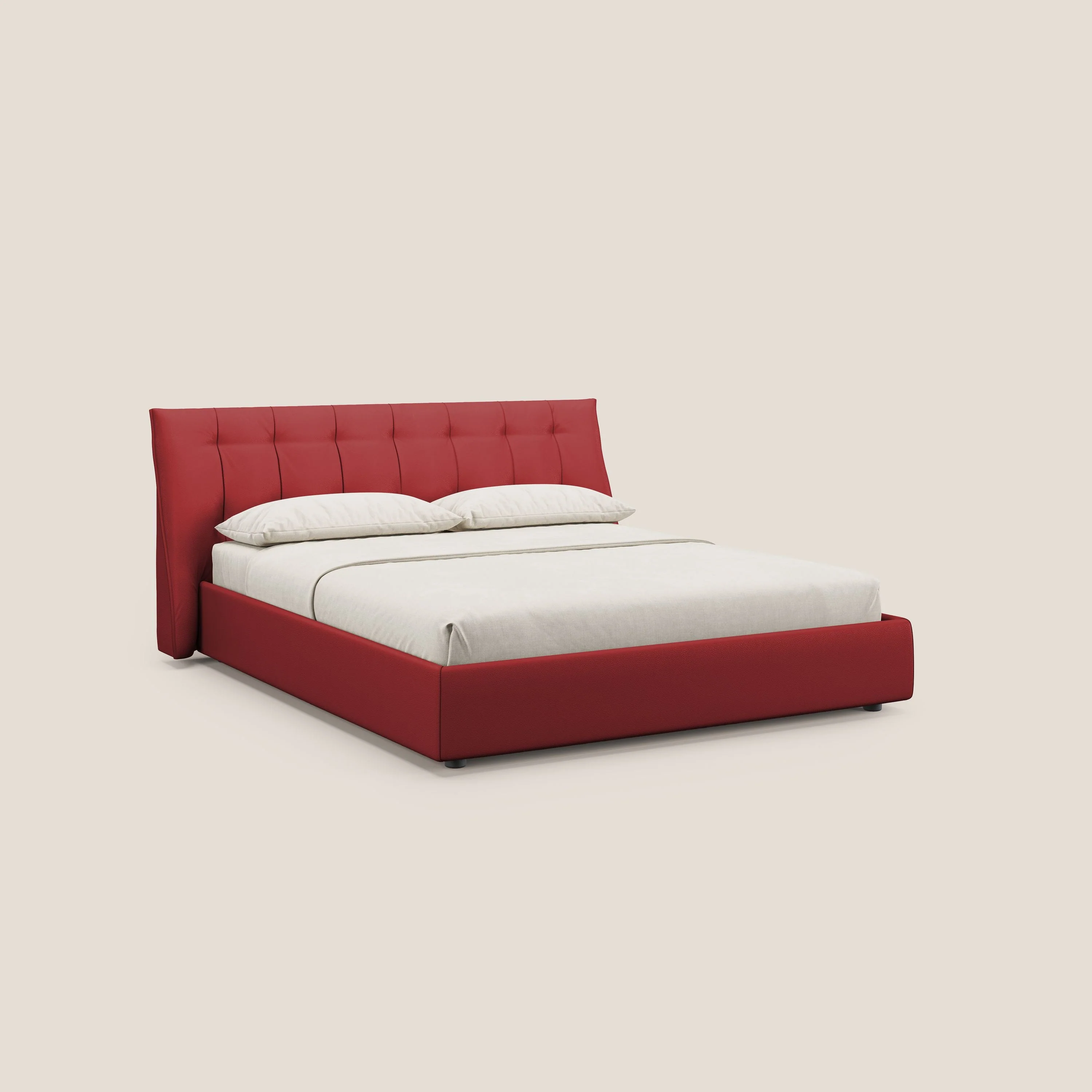 Clizia Lit de design avec coffre de rangement en simili-cuir imperméable T04 rouge