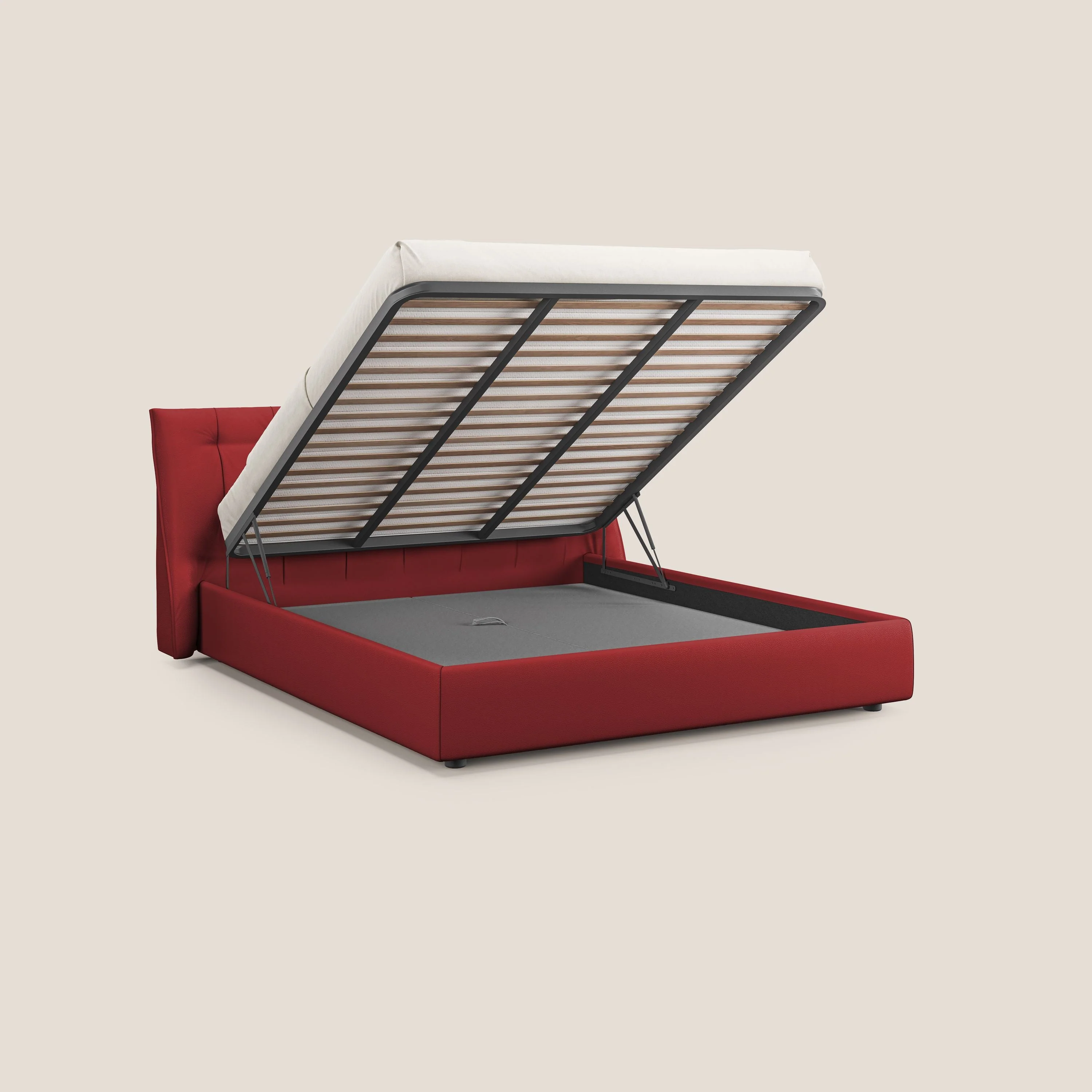 Clizia Lit de design avec coffre de rangement en simili-cuir imperméable T04 rouge - Image 2
