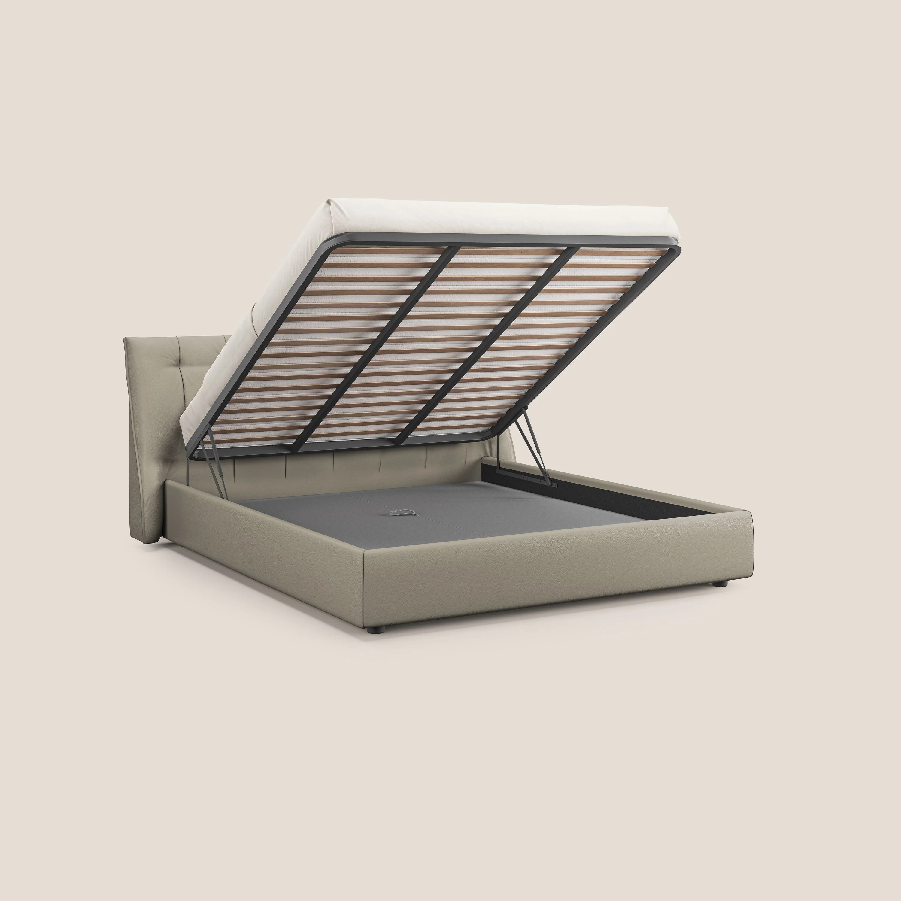 Clizia Lit de design avec coffre de rangement en simili-cuir imperméable T04 Taupe tortora - Image 2