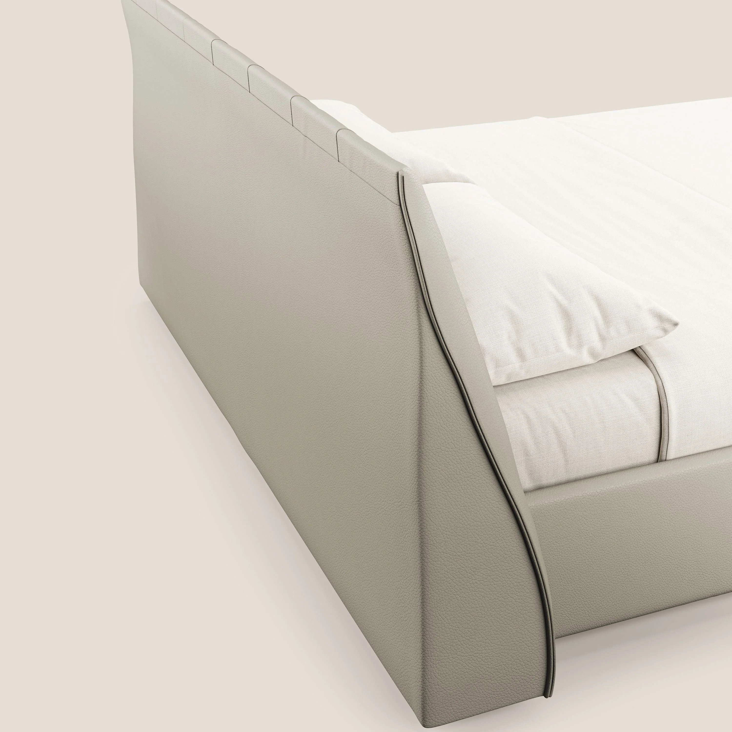 Clizia Lit de design avec coffre de rangement en simili-cuir imperméable T04 Taupe tortora - Image 7