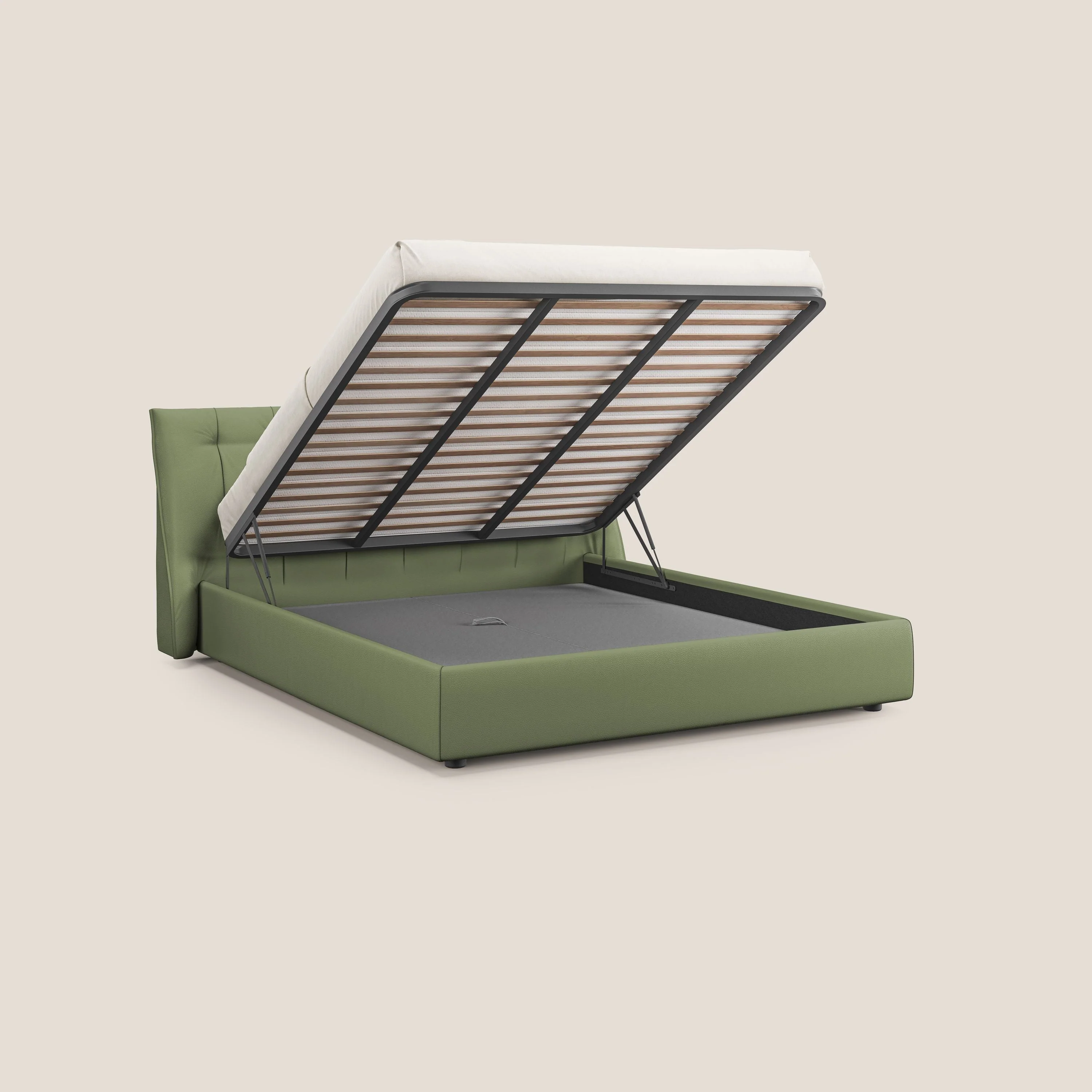 Clizia Lit de design avec coffre de rangement en simili-cuir imperméable T04 vert - Image 2