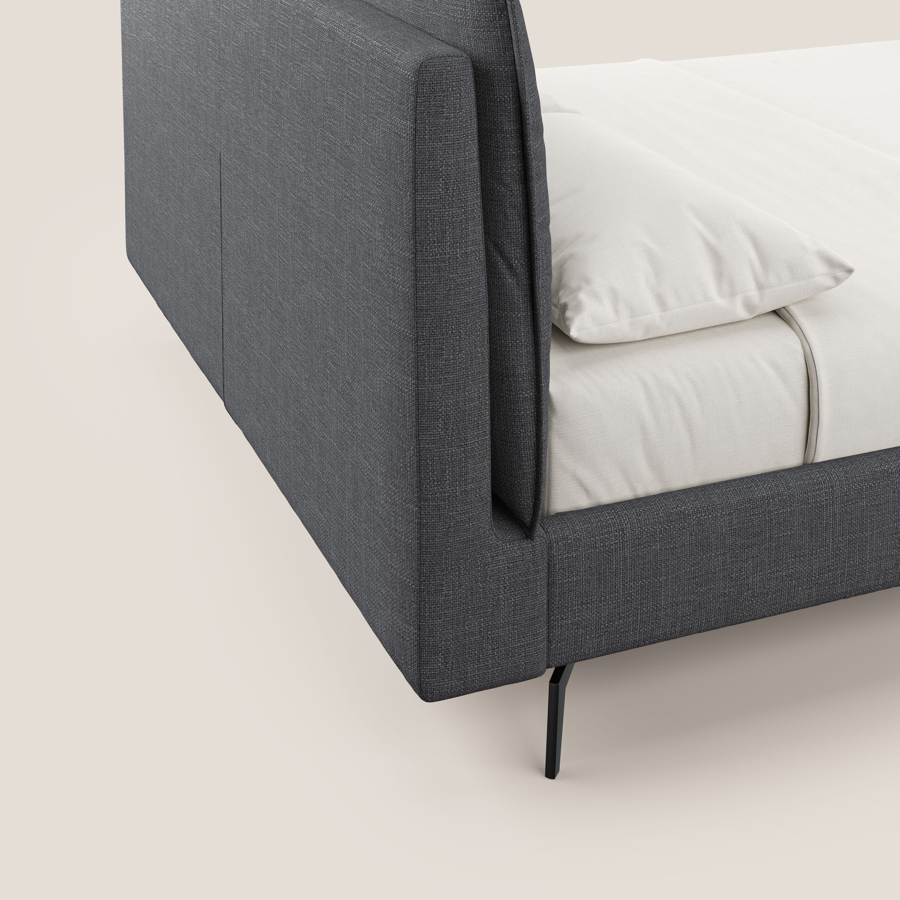 Cloe lit rembourré avec pieds en métal déhoussable en tissu imperméable T06 anthracite - Image 3
