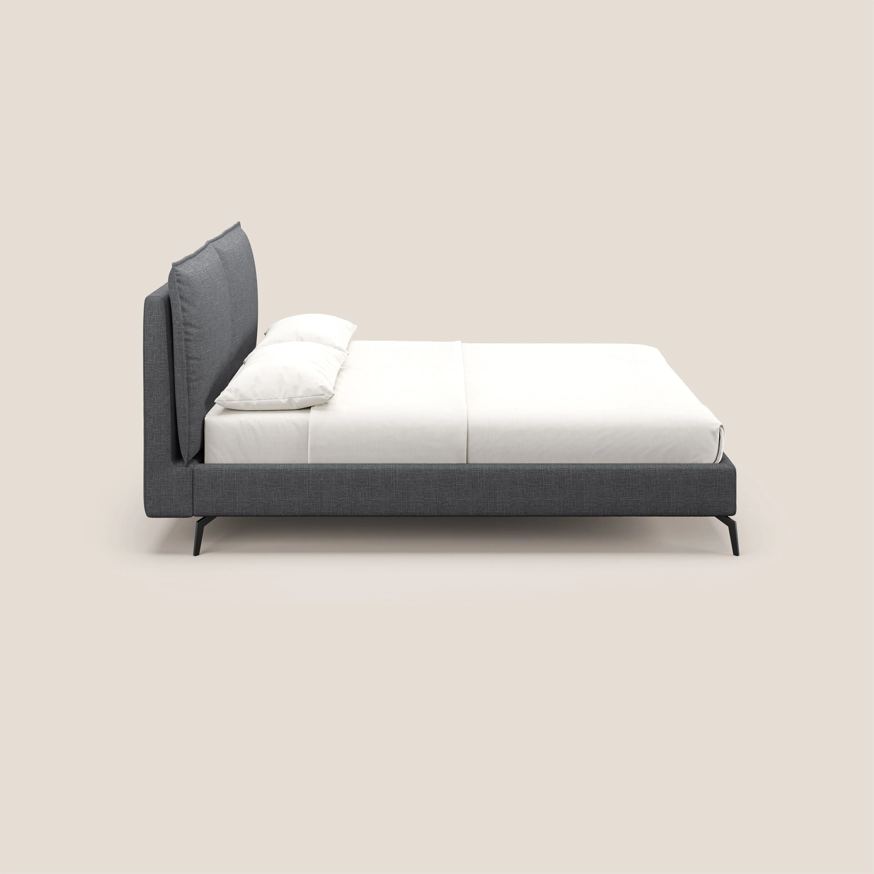 Cloe lit rembourré avec pieds en métal déhoussable en tissu imperméable T06 anthracite - Image 4