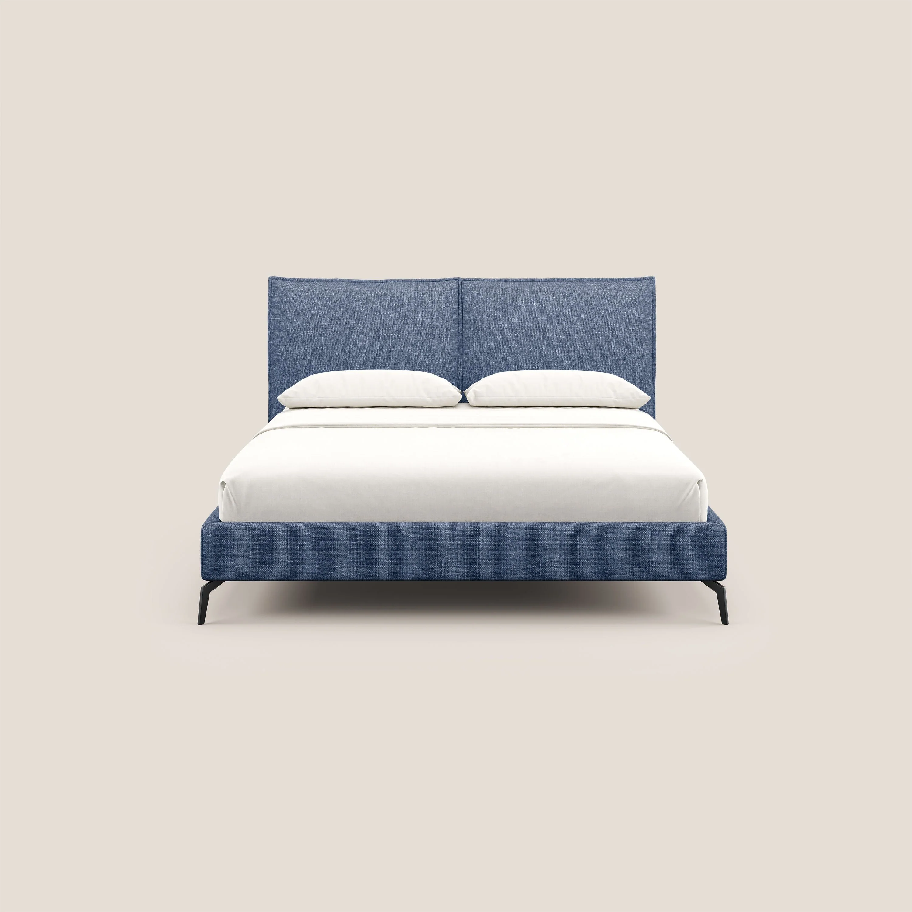Cloe lit rembourré avec pieds en métal déhoussable en tissu imperméable T06 bleu - Image 2