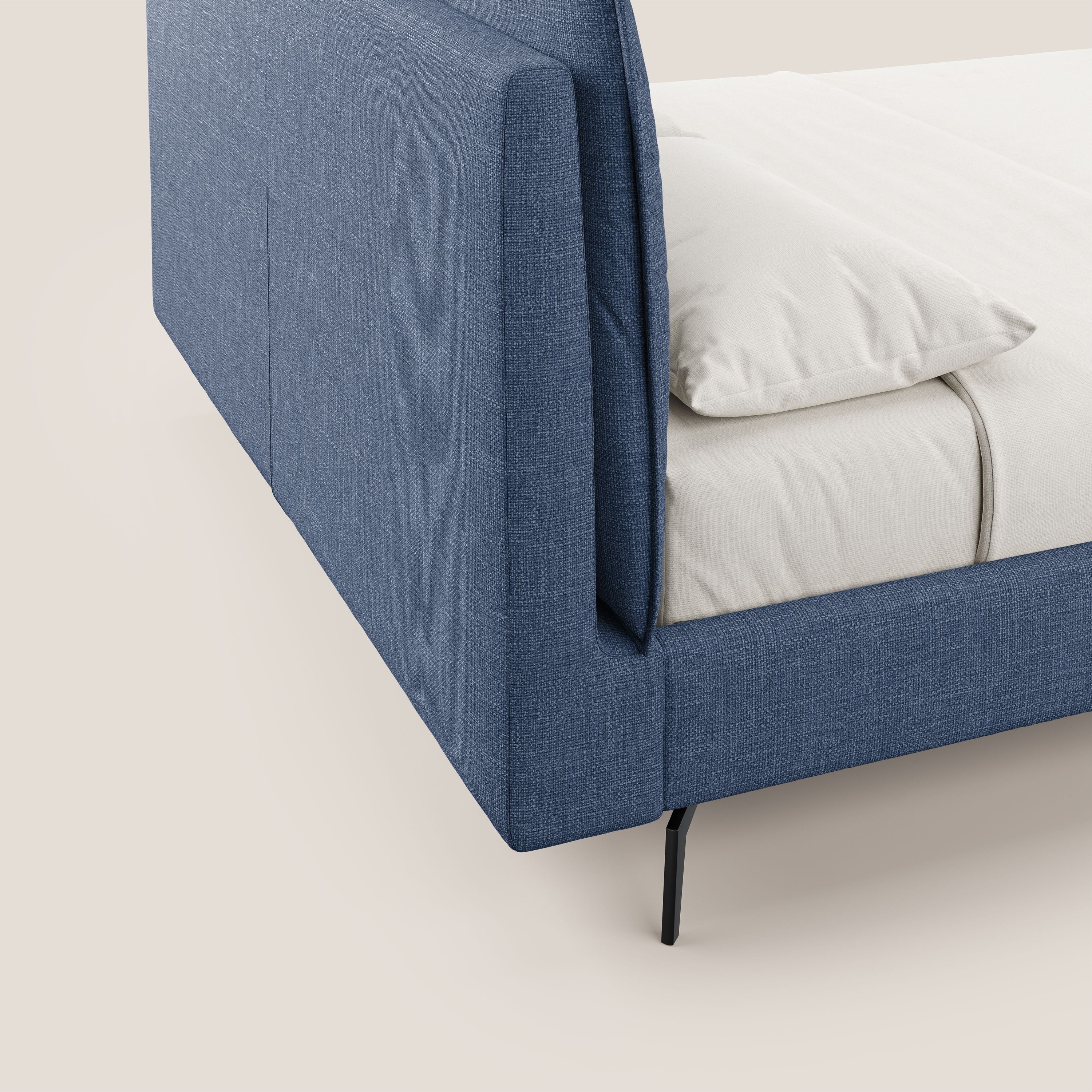 Cloe lit rembourré avec pieds en métal déhoussable en tissu imperméable T06 bleu - Image 3