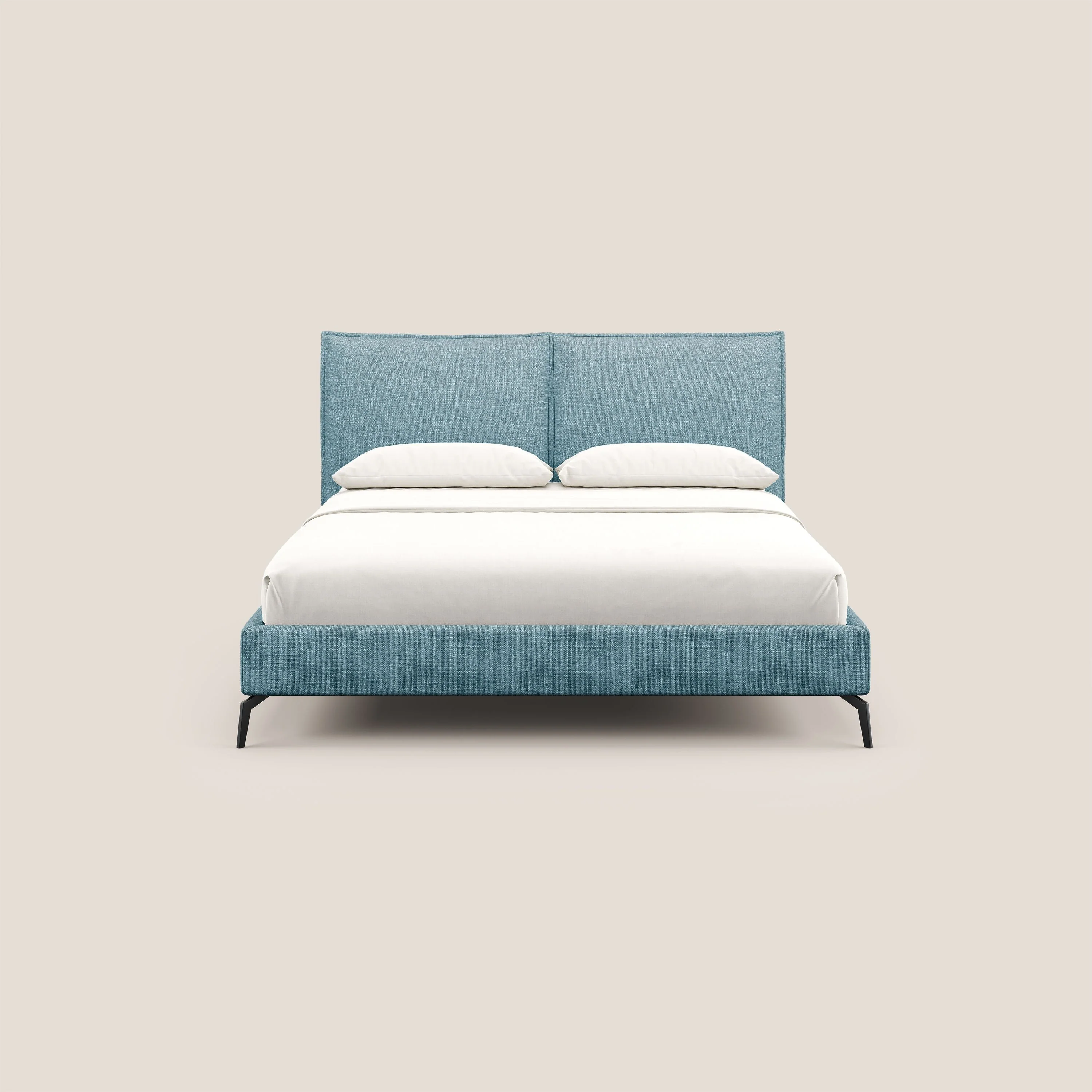 Cloe lit rembourré avec pieds en métal déhoussable en tissu imperméable T06 bleu clair - Image 2