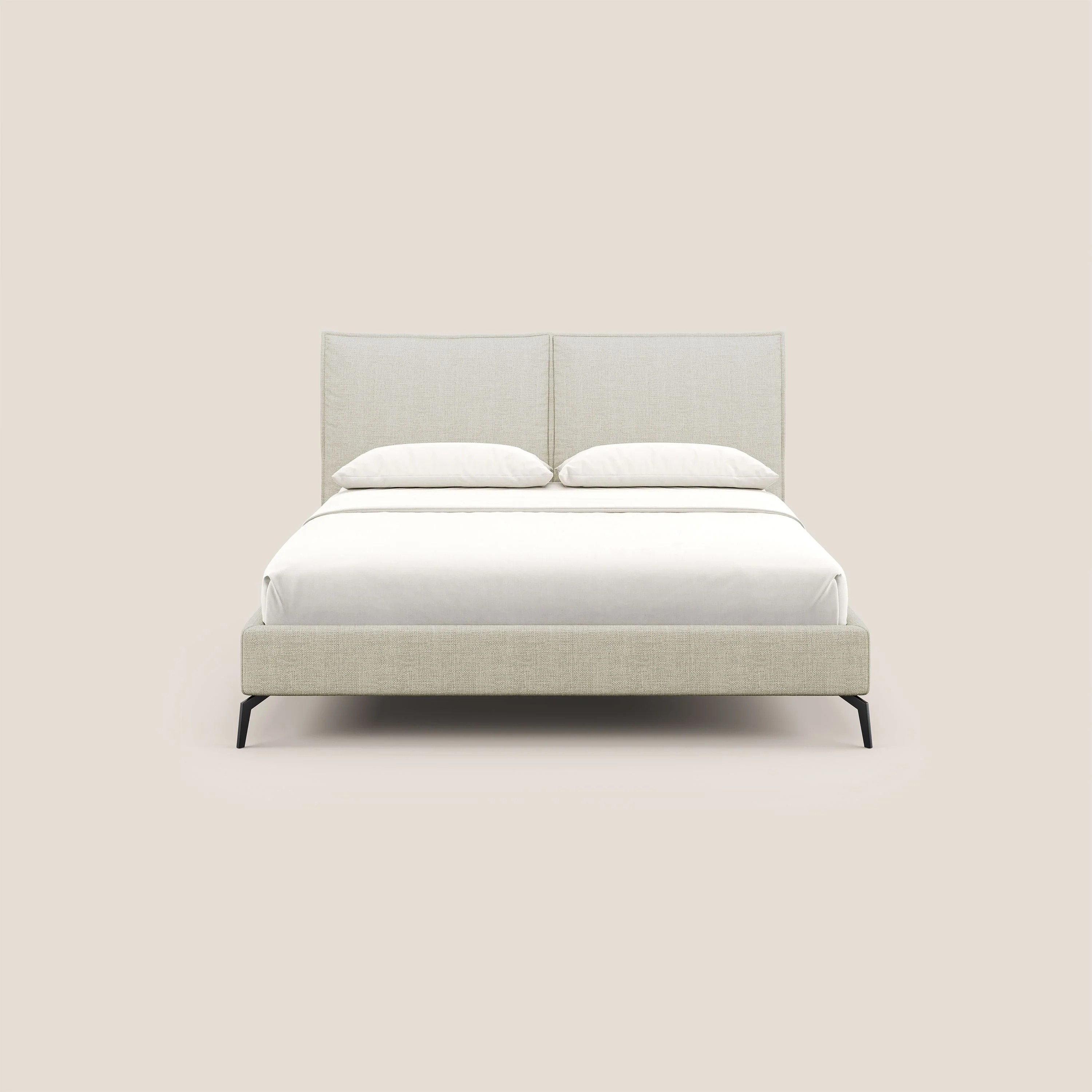 Cloe lit rembourré avec pieds en métal déhoussable en tissu imperméable T06 crème - Image 2