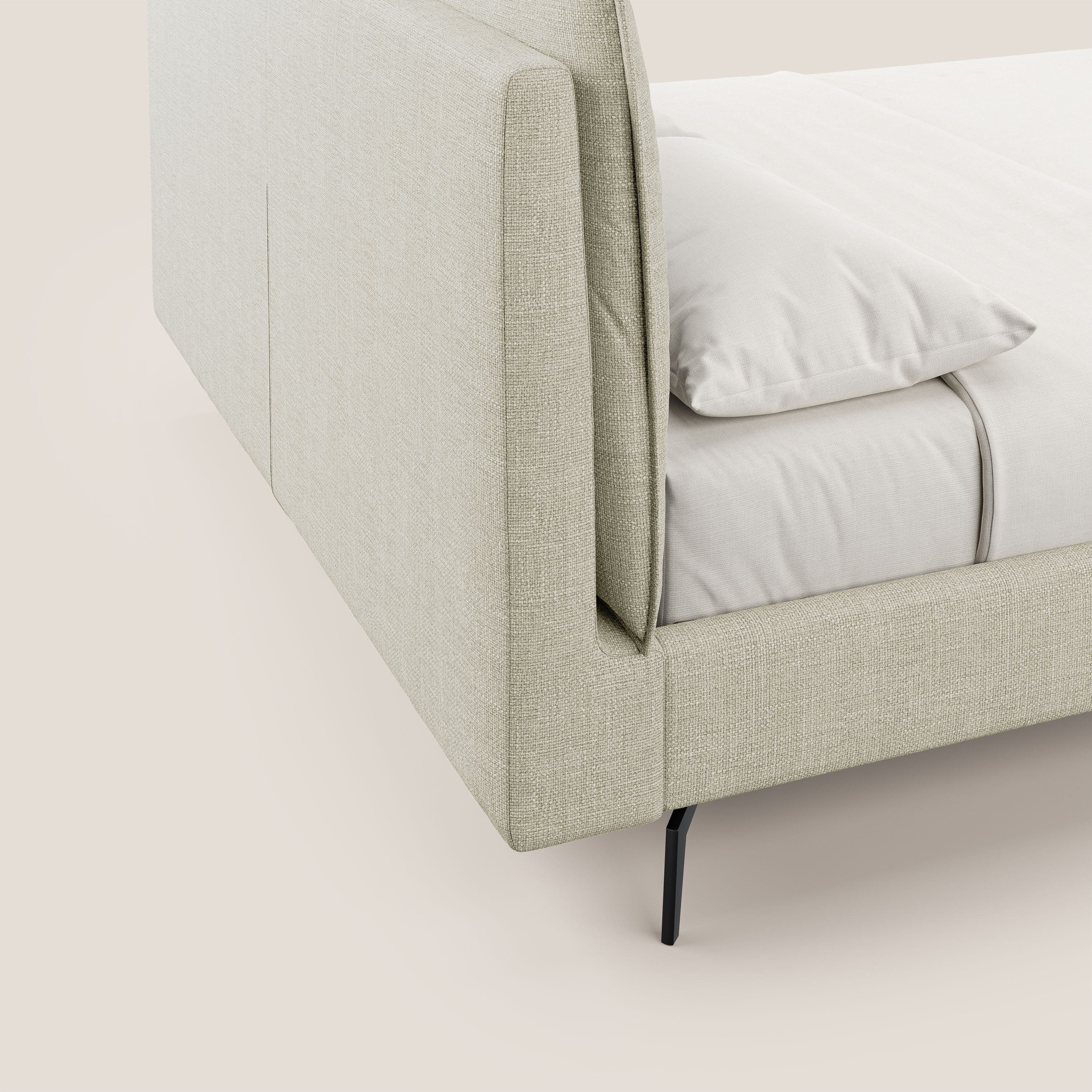 Cloe lit rembourré avec pieds en métal déhoussable en tissu imperméable T06 crème - Image 3