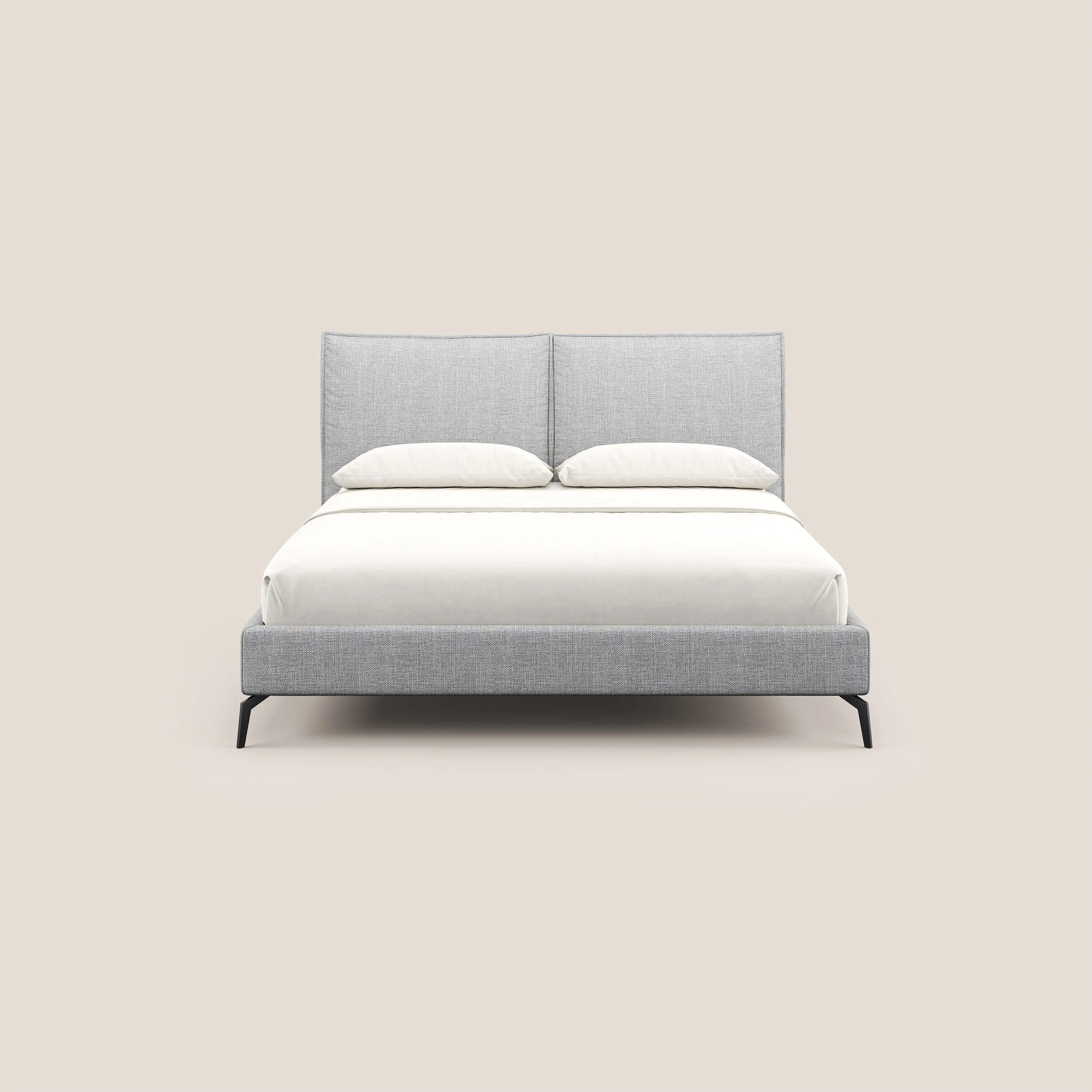 Cloe lit rembourré avec pieds en métal déhoussable en tissu imperméable T06 gris - Image 2
