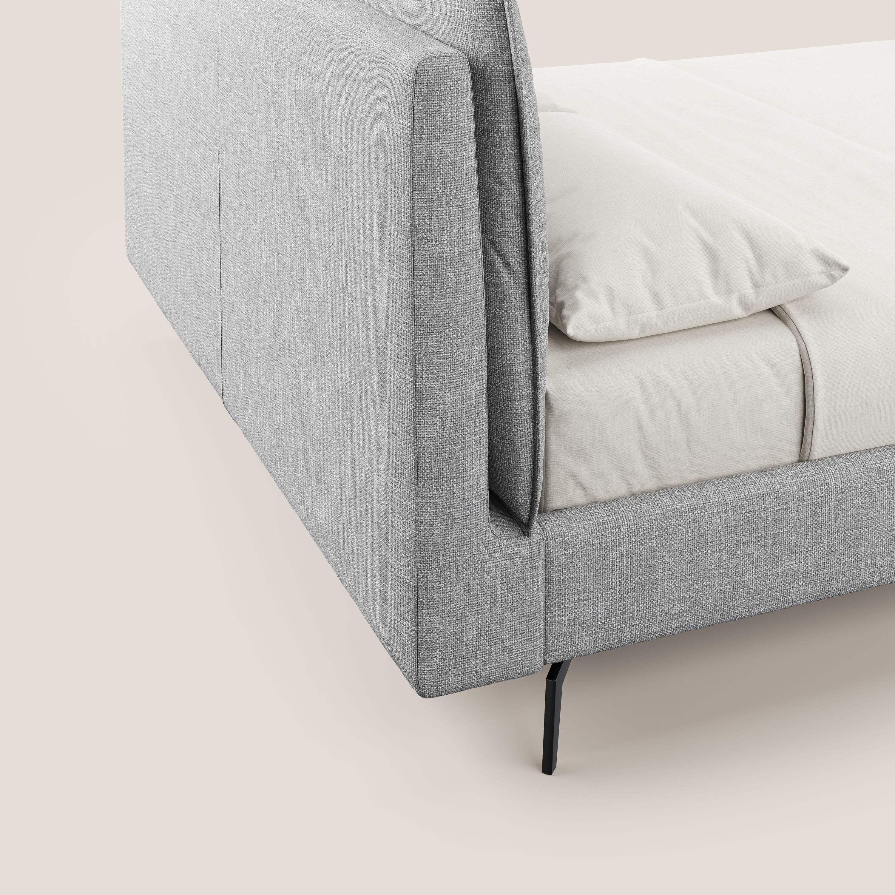Cloe lit rembourré avec pieds en métal déhoussable en tissu imperméable T06 gris - Image 3