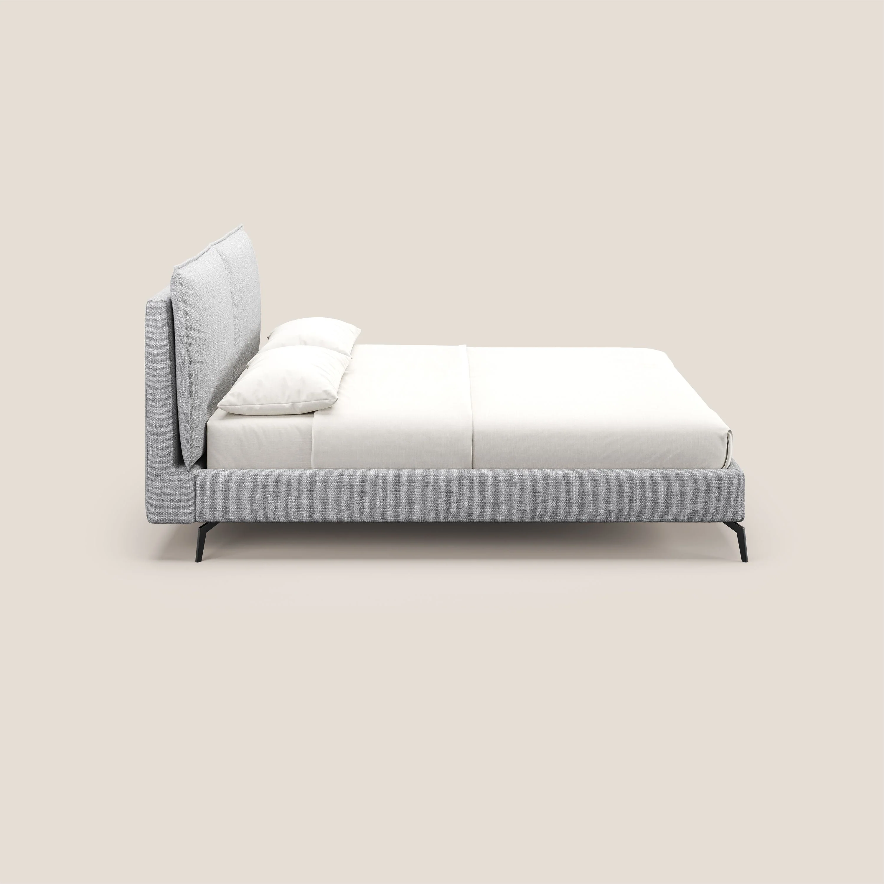 Cloe lit rembourré avec pieds en métal déhoussable en tissu imperméable T06 gris - Image 4