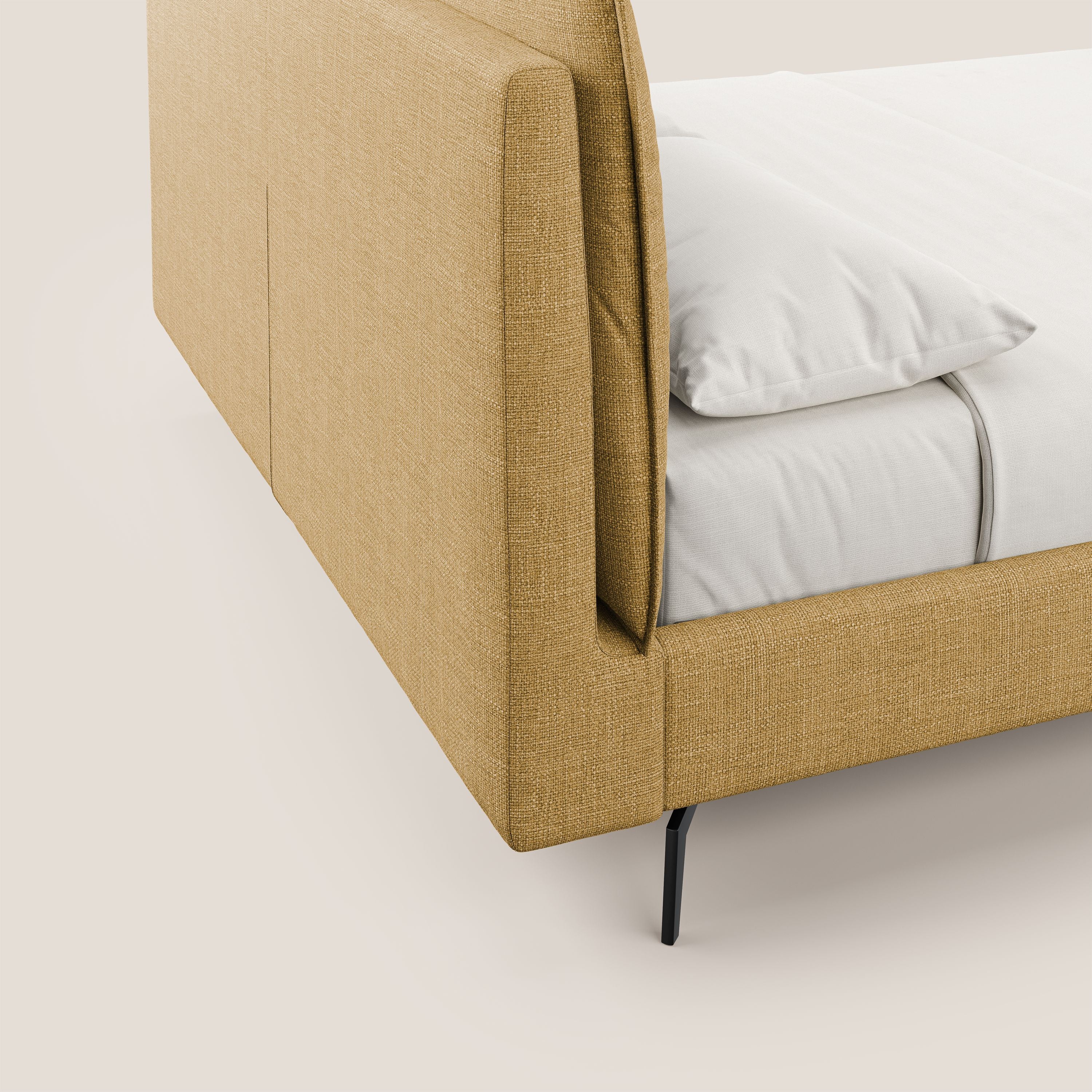Cloe lit rembourré avec pieds en métal déhoussable en tissu imperméable T06 jaune - Image 8