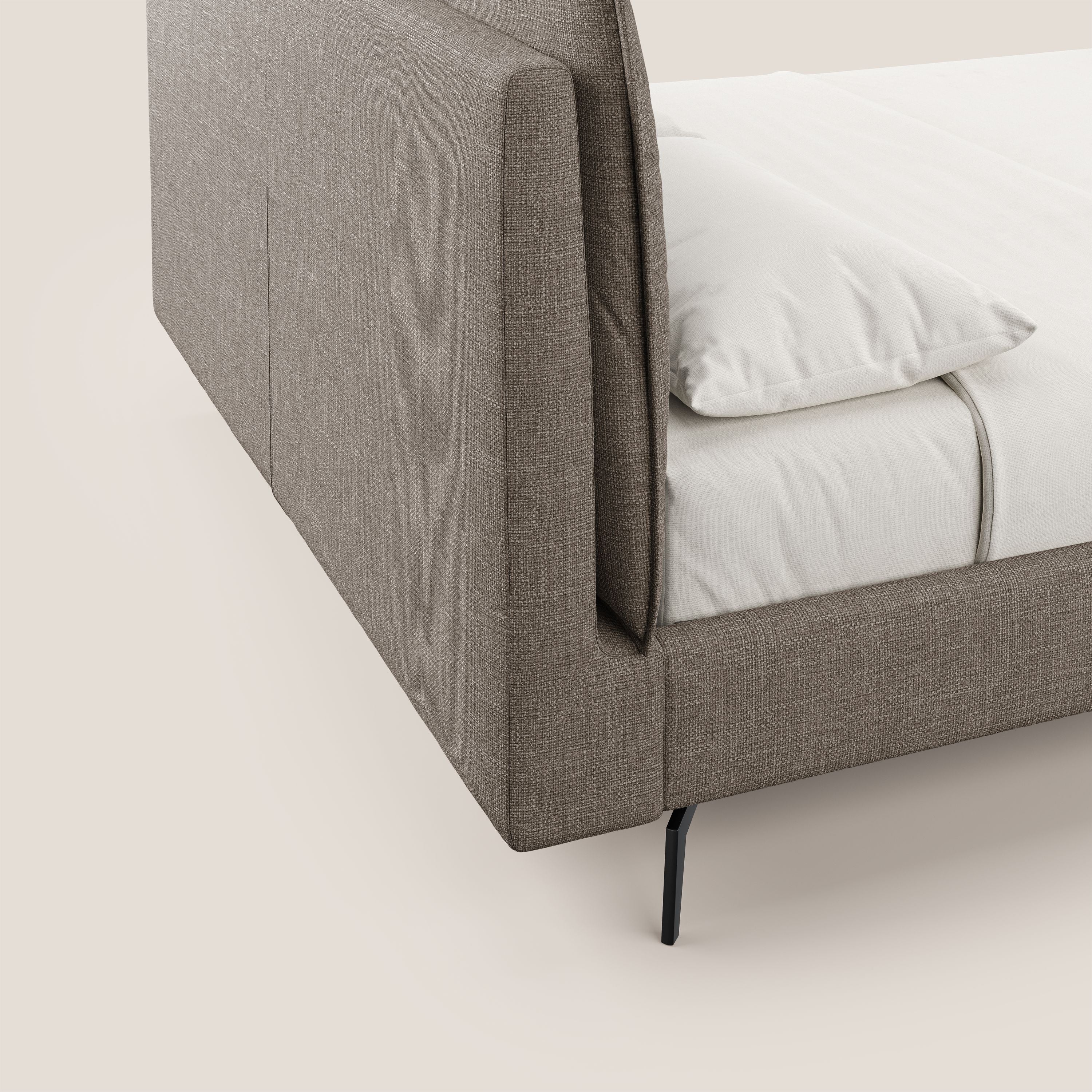 Cloe lit rembourré avec pieds en métal déhoussable en tissu imperméable T06 marron - Image 3
