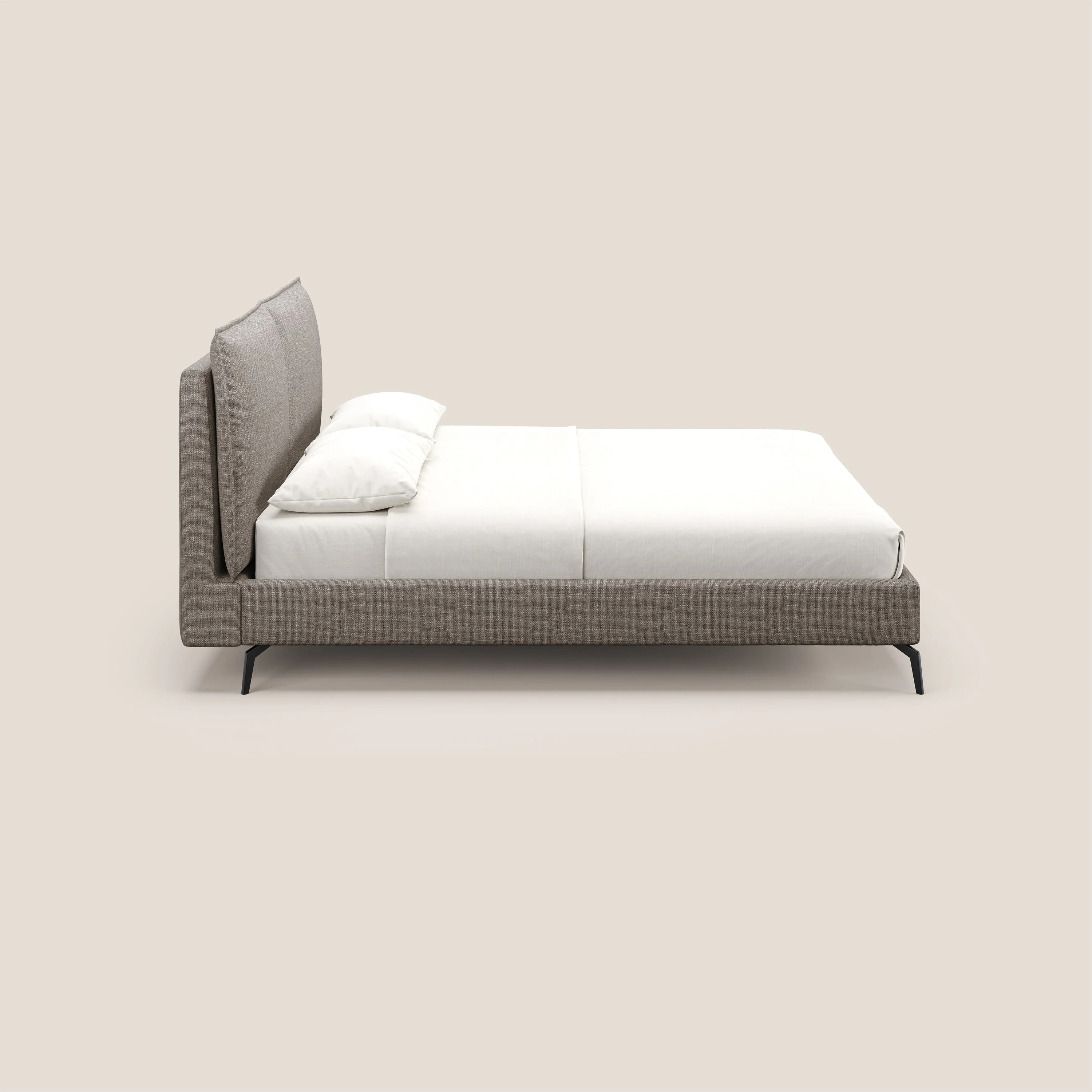 Cloe lit rembourré avec pieds en métal déhoussable en tissu imperméable T06 marron - Image 4