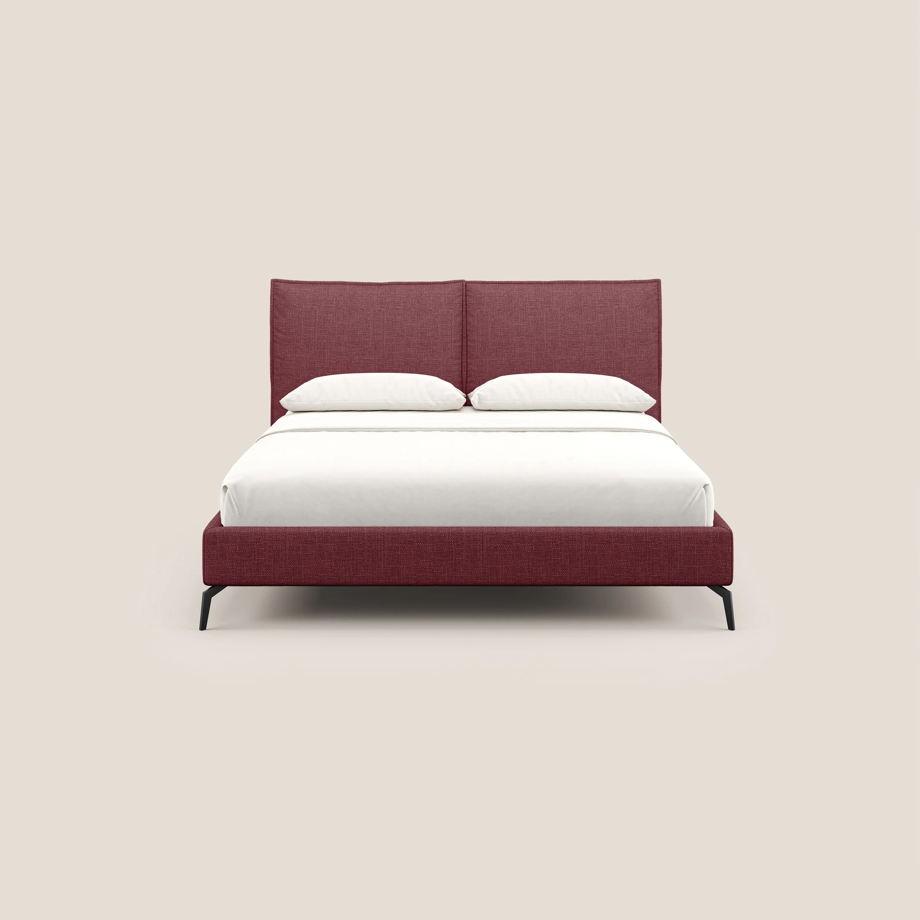 Cloe lit rembourré avec pieds en métal déhoussable en tissu imperméable T06 rouge - Image 2