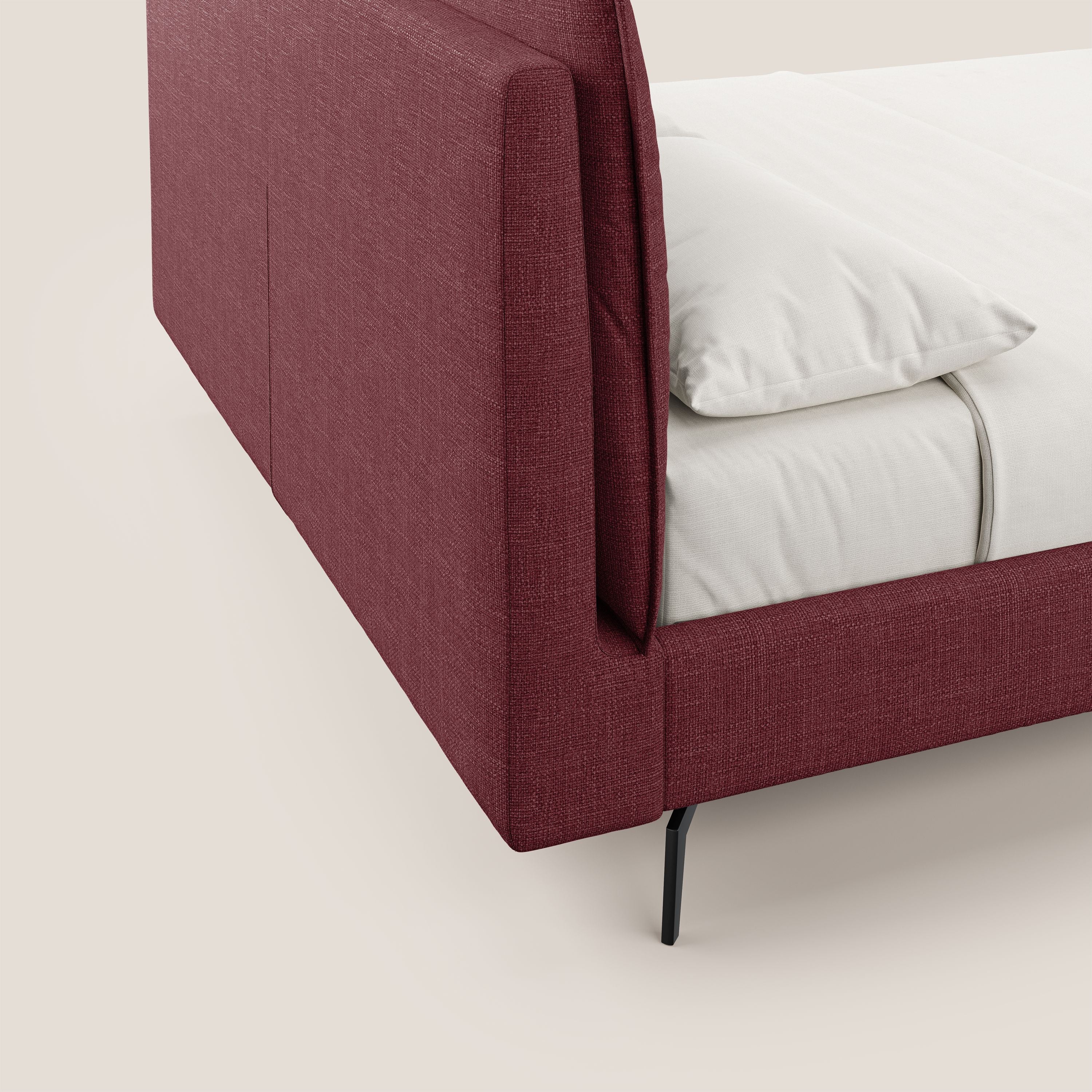 Cloe lit rembourré avec pieds en métal déhoussable en tissu imperméable T06 rouge - Image 3