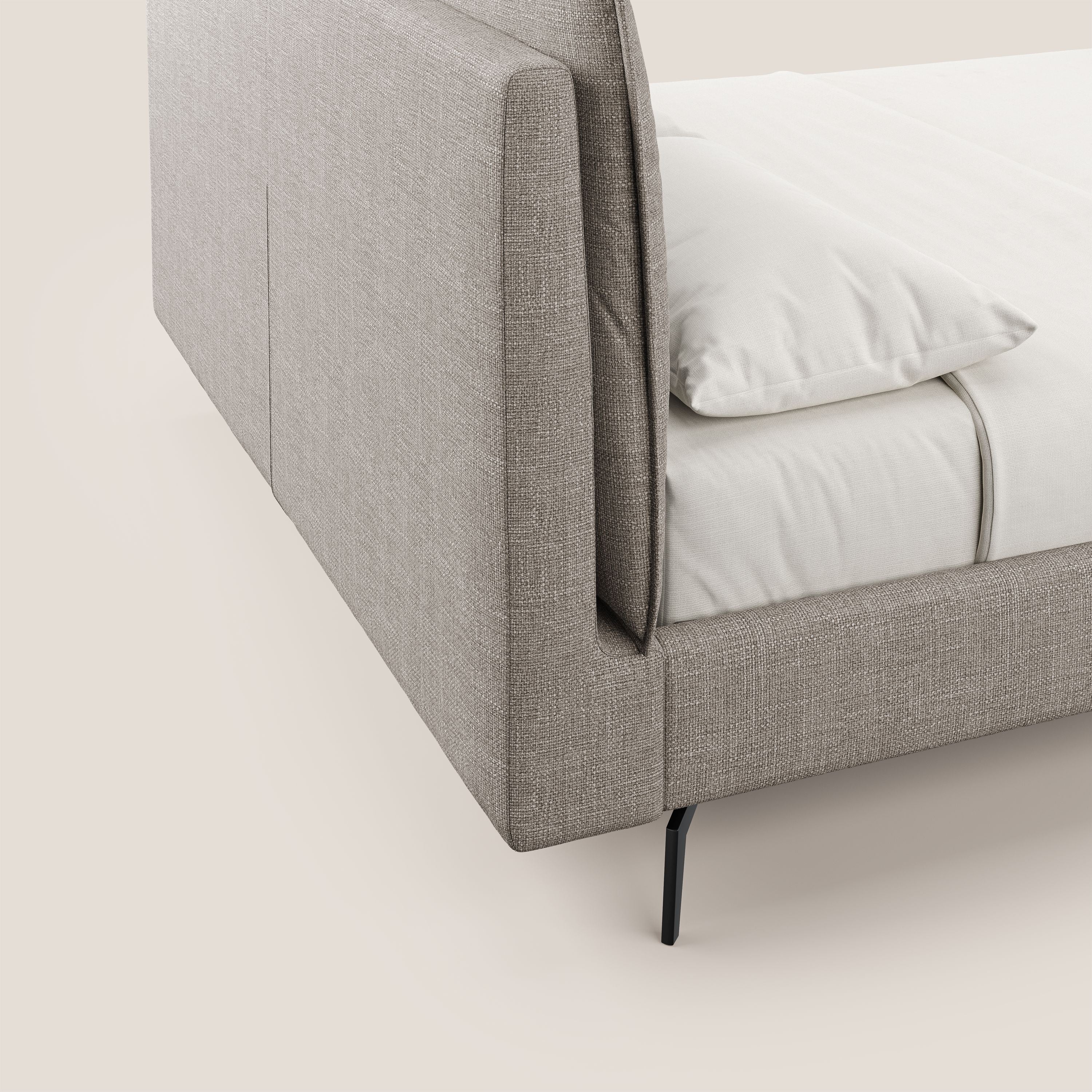 Cloe lit rembourré avec pieds en métal déhoussable en tissu imperméable T06 Taupe tortora - Image 3