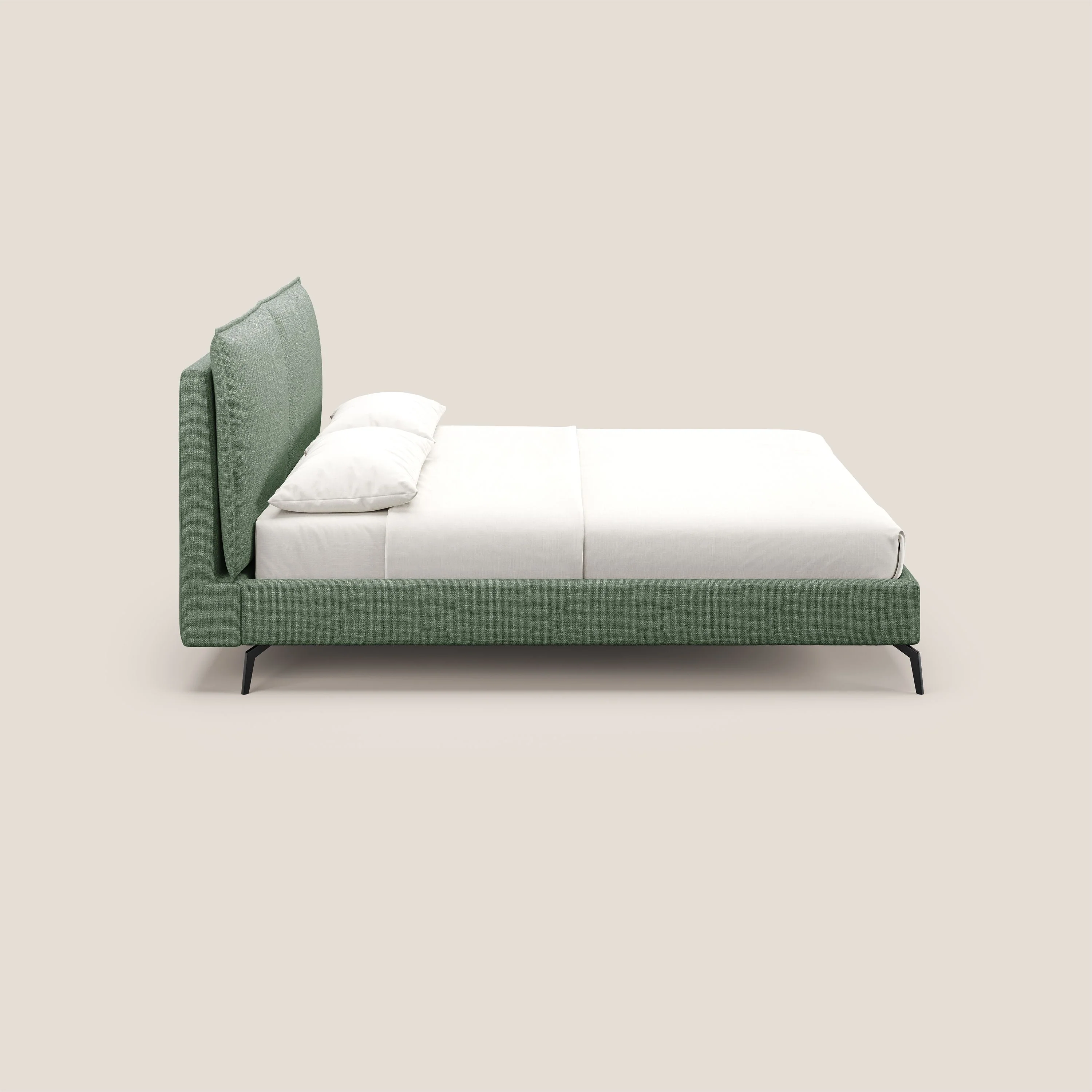 Cloe lit rembourré avec pieds en métal déhoussable en tissu imperméable T06 vert - Image 4