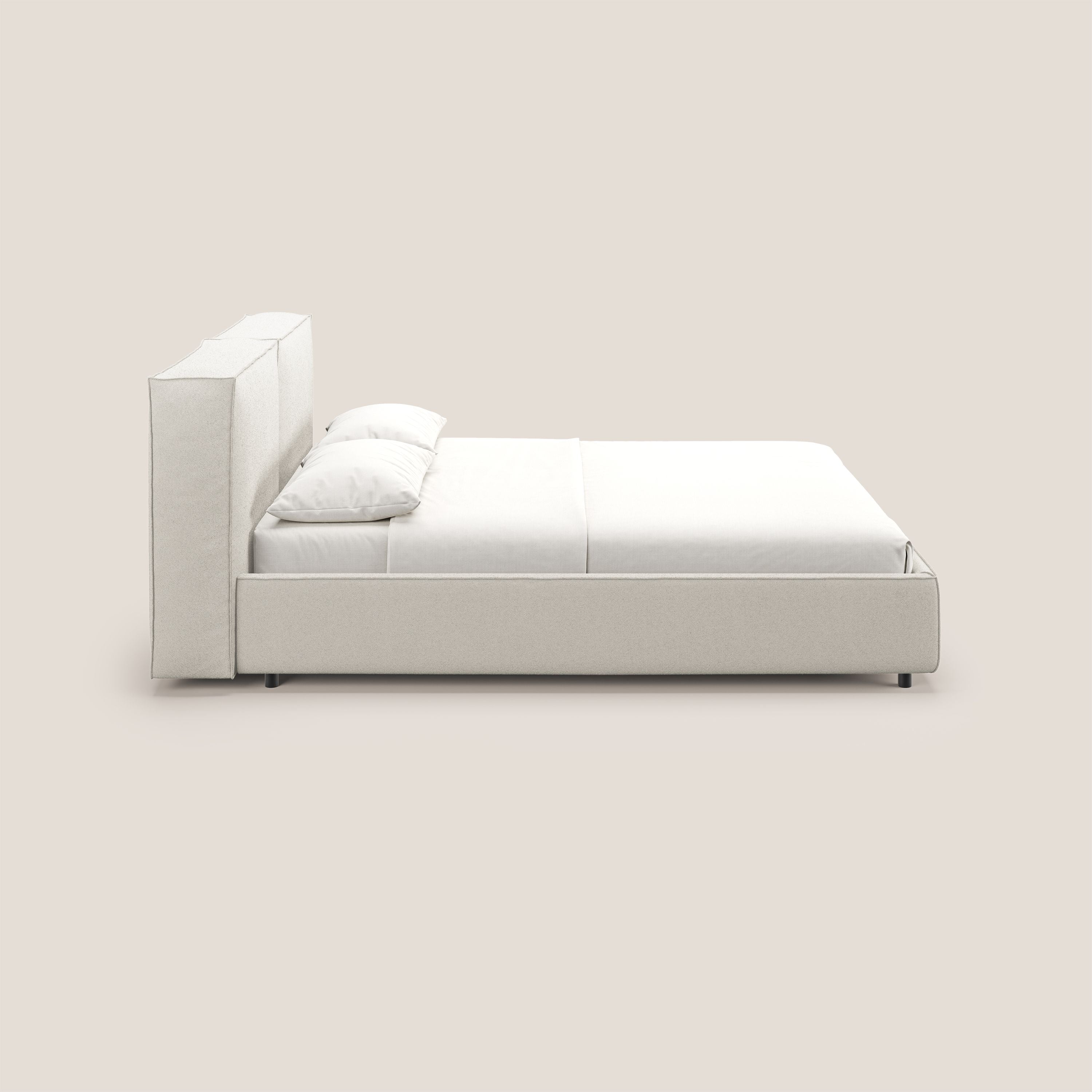 Cocoon lit avec coffre rembourré déhoussable en bouclette imperméable T07 blanc - Image 5