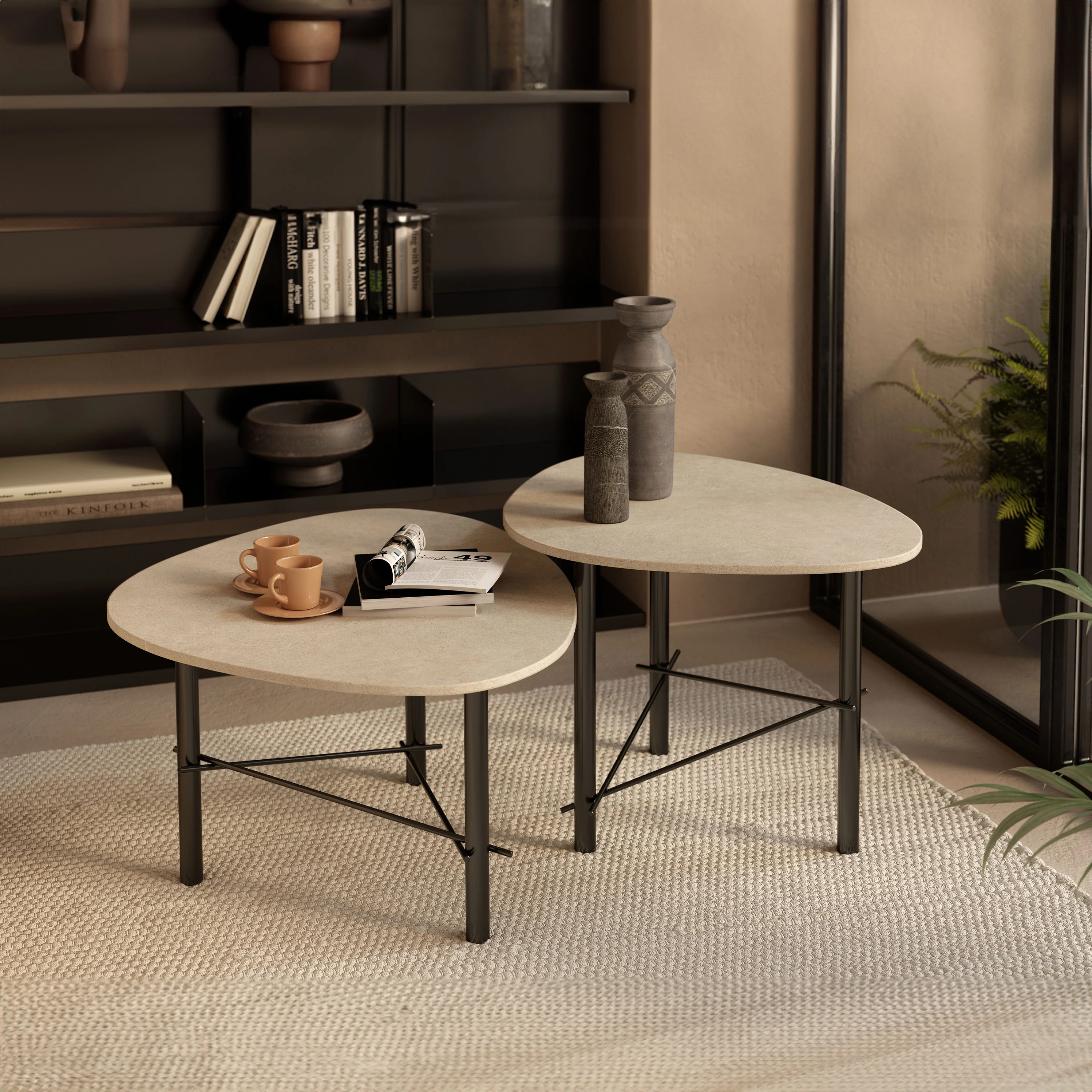 Cookie table haute de salon en laminam terre di matera noir - Image 2