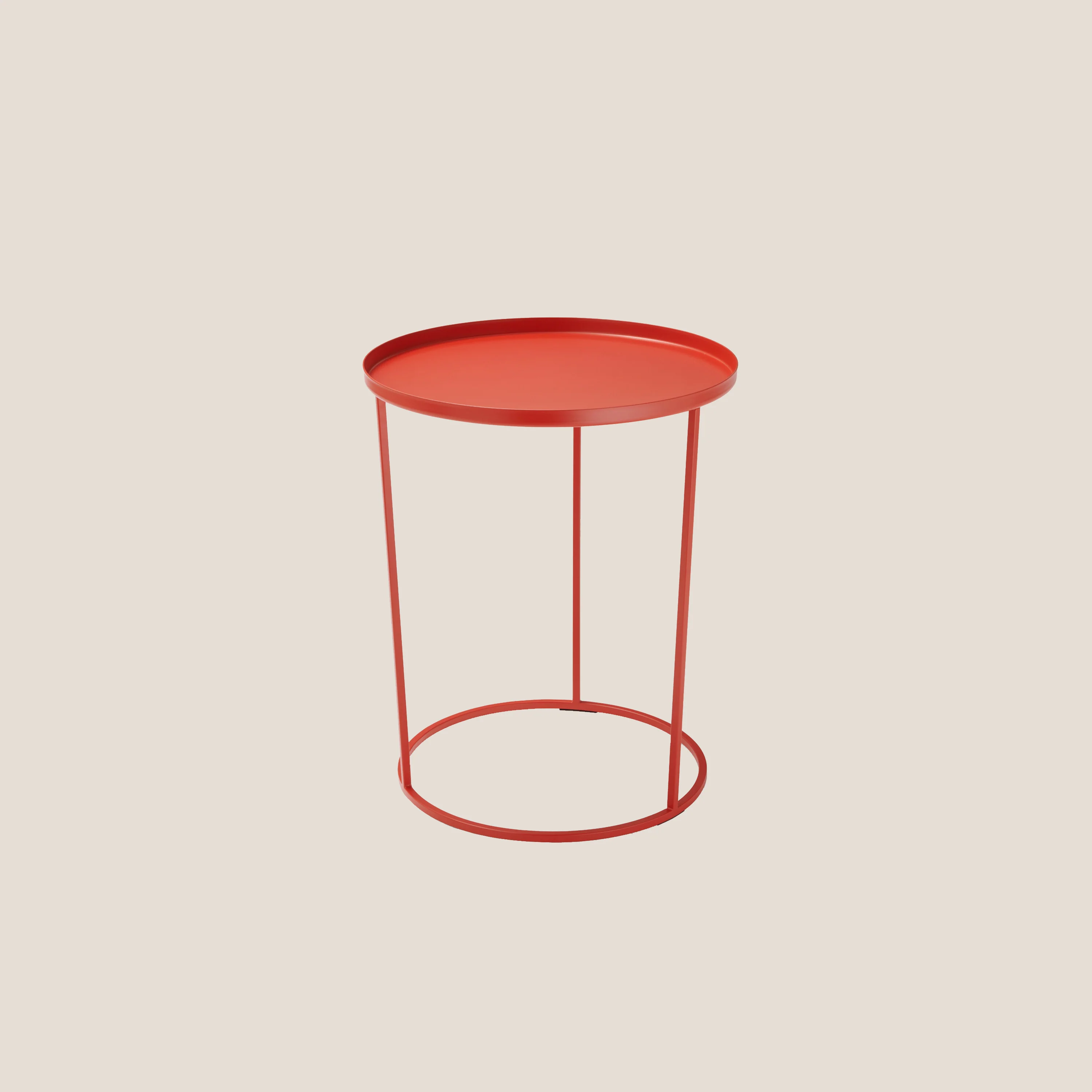 Costance table basse ronde avec plateau de salon en métal coquelicot