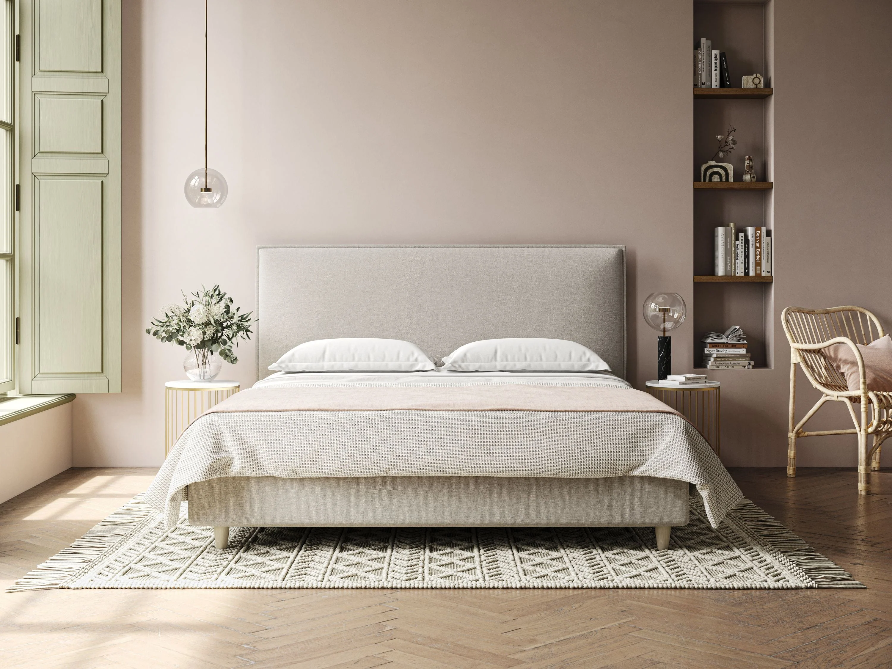 Costanza lit coffre et déhoussable en tissu mixte coton imperméable T13 crème - Image 2