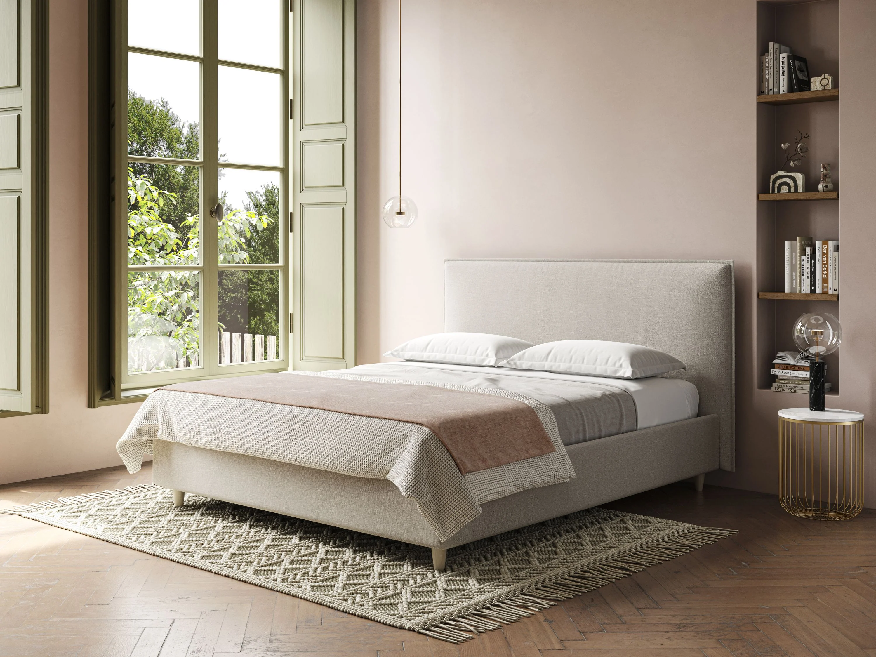 Costanza lit coffre et déhoussable en tissu mixte coton imperméable T13 crème - Image 3
