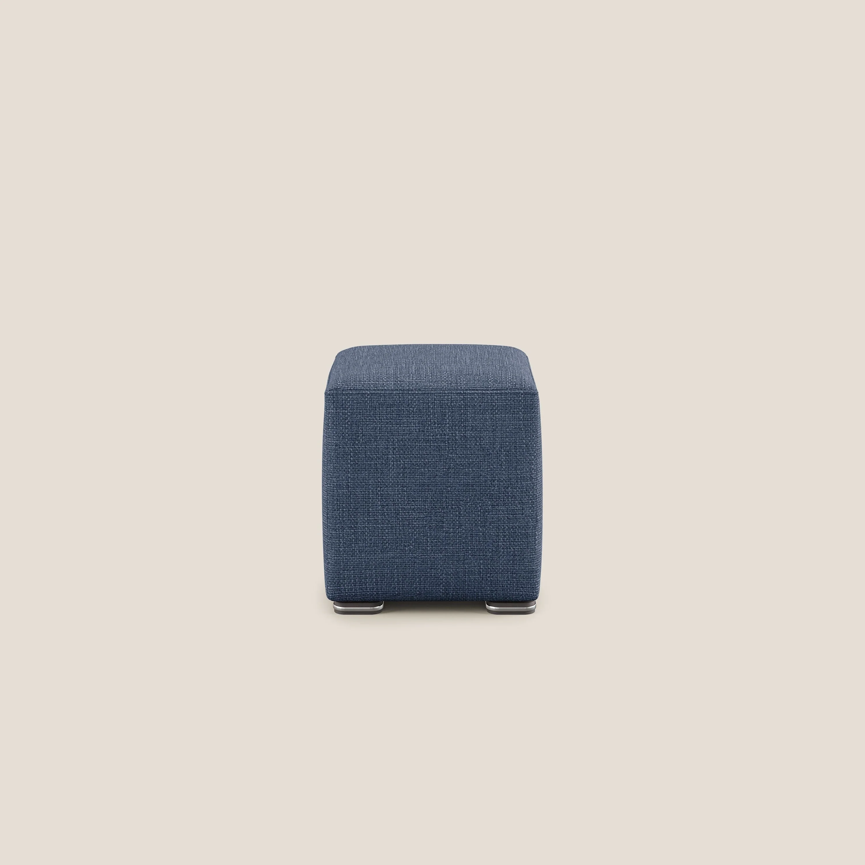 Cube pouf en tissu doux imperméable entrelacé melangé T06 bleu - Image 3