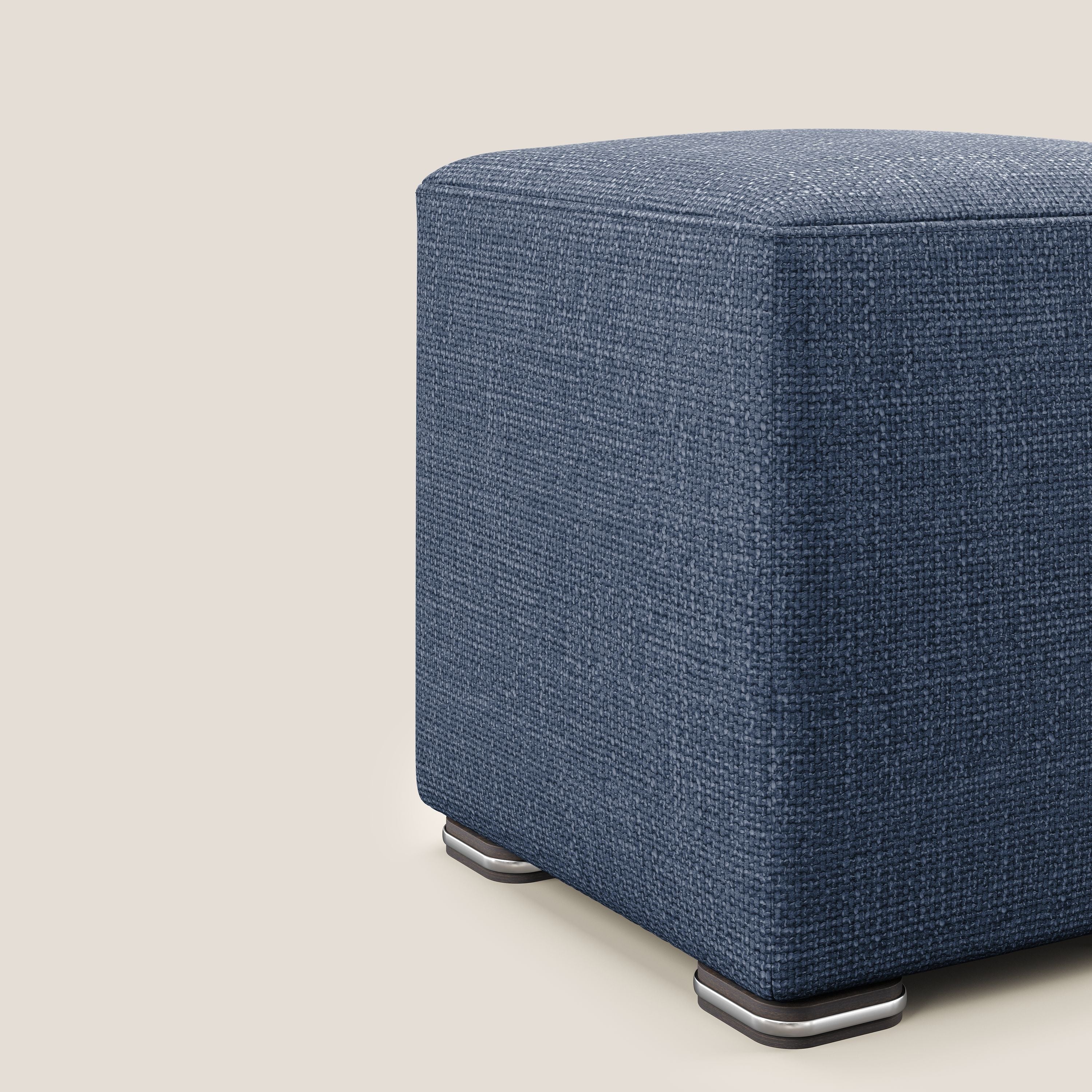 Cube pouf en tissu doux imperméable entrelacé melangé T06 bleu - Image 4