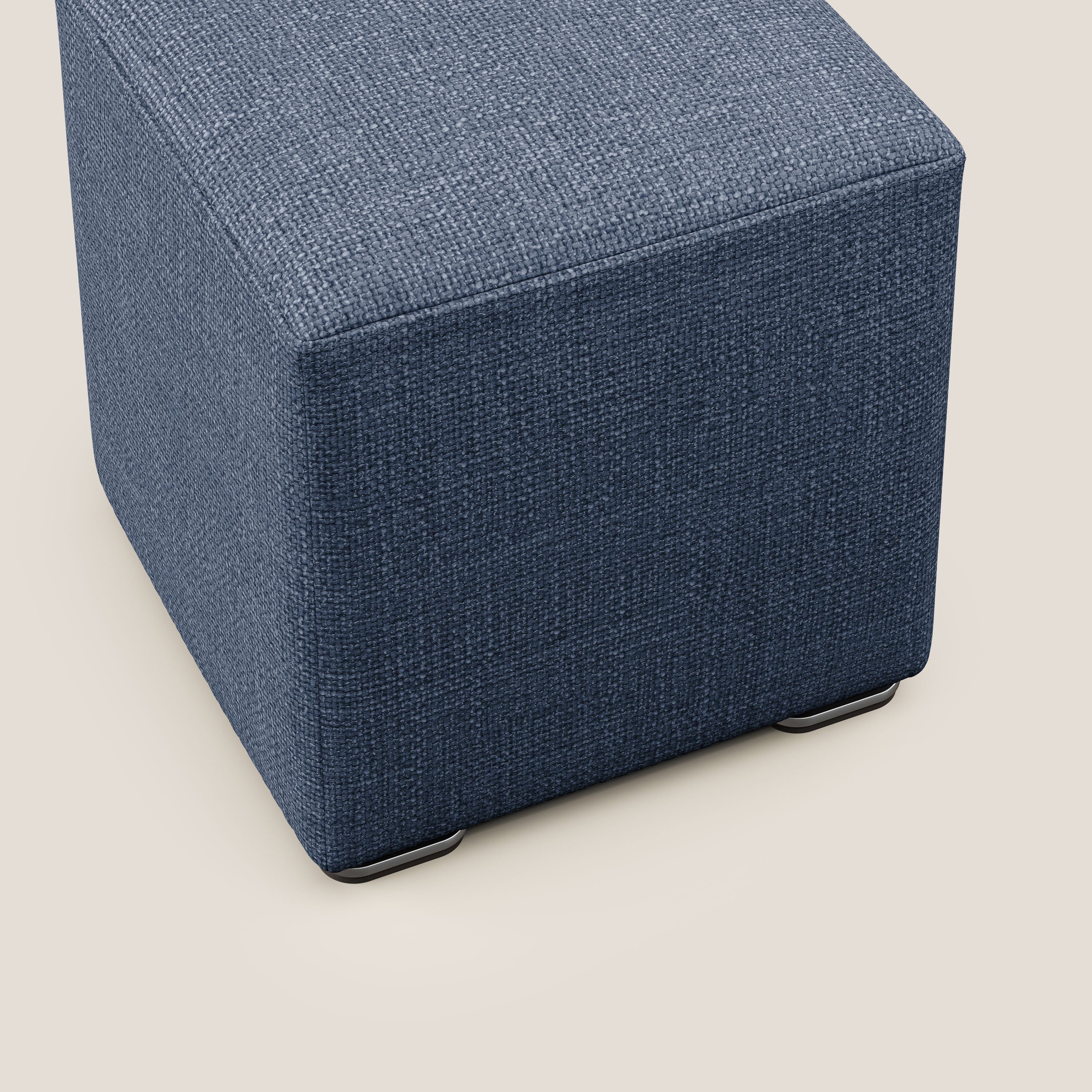 Cube pouf en tissu doux imperméable entrelacé melangé T06 bleu - Image 5