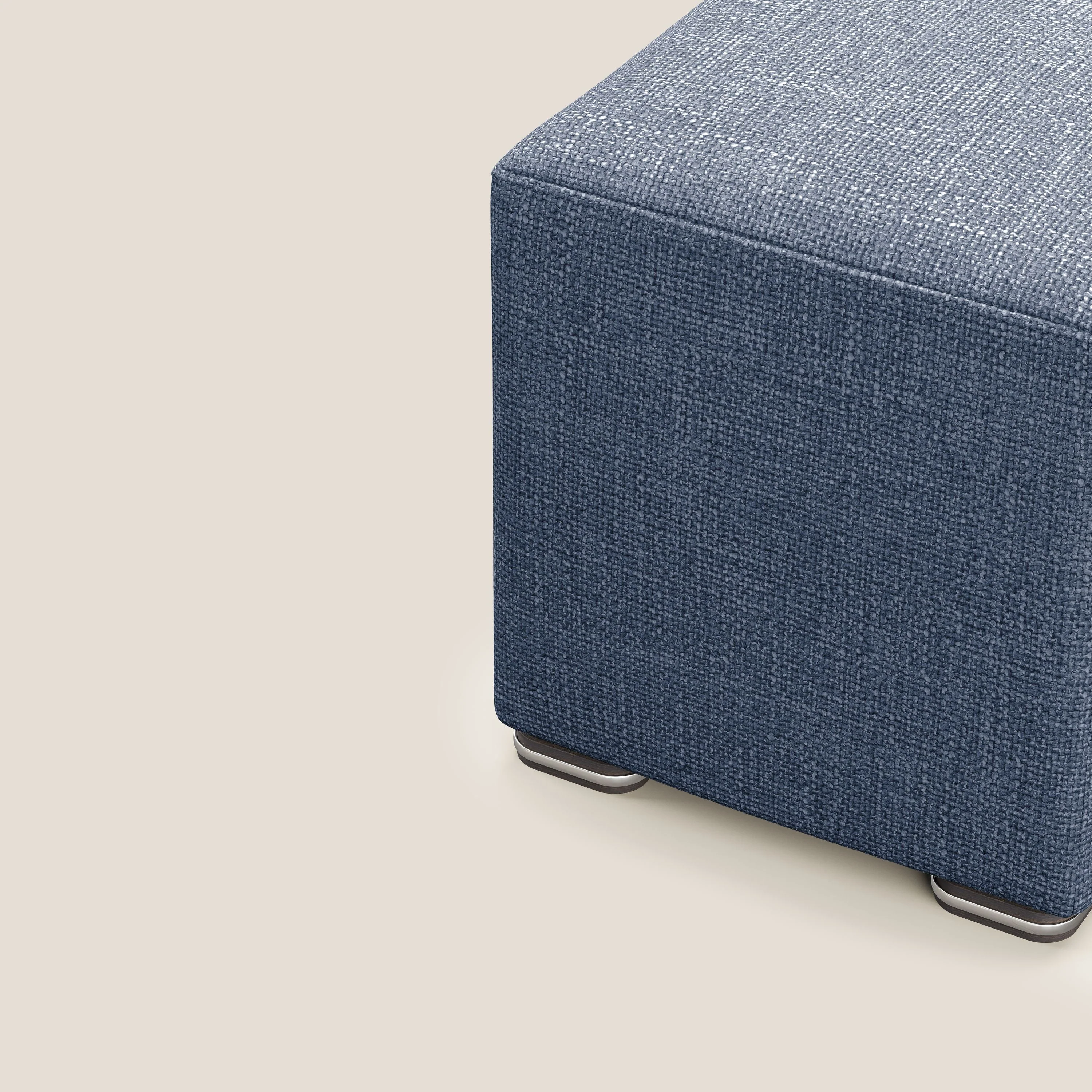 Cube pouf en tissu doux imperméable entrelacé melangé T06 bleu - Image 6