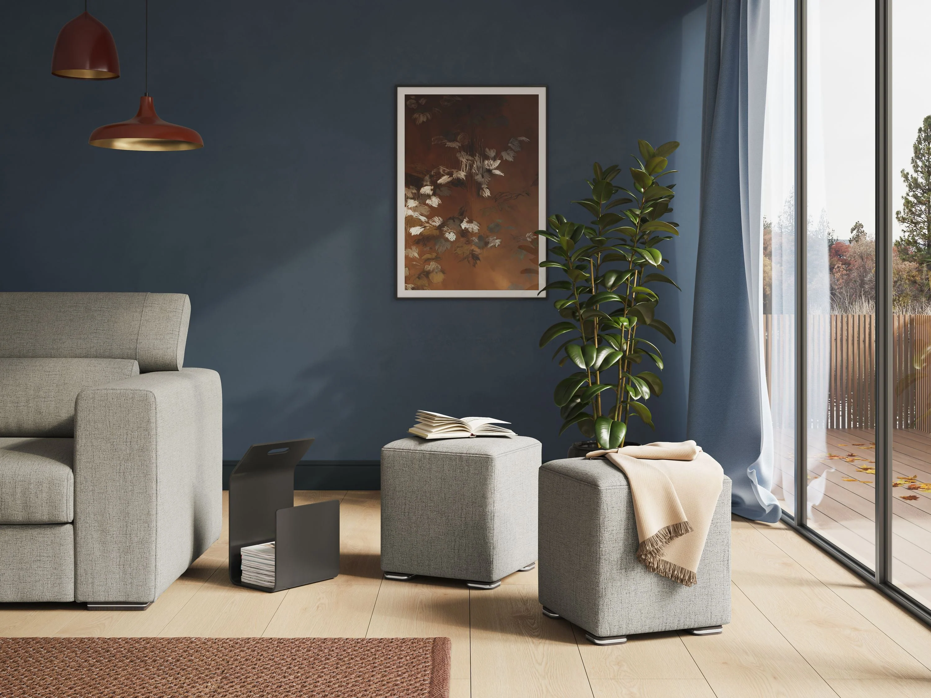 Cube pouf en tissu doux imperméable FELIS T03 anthracite - Image 7