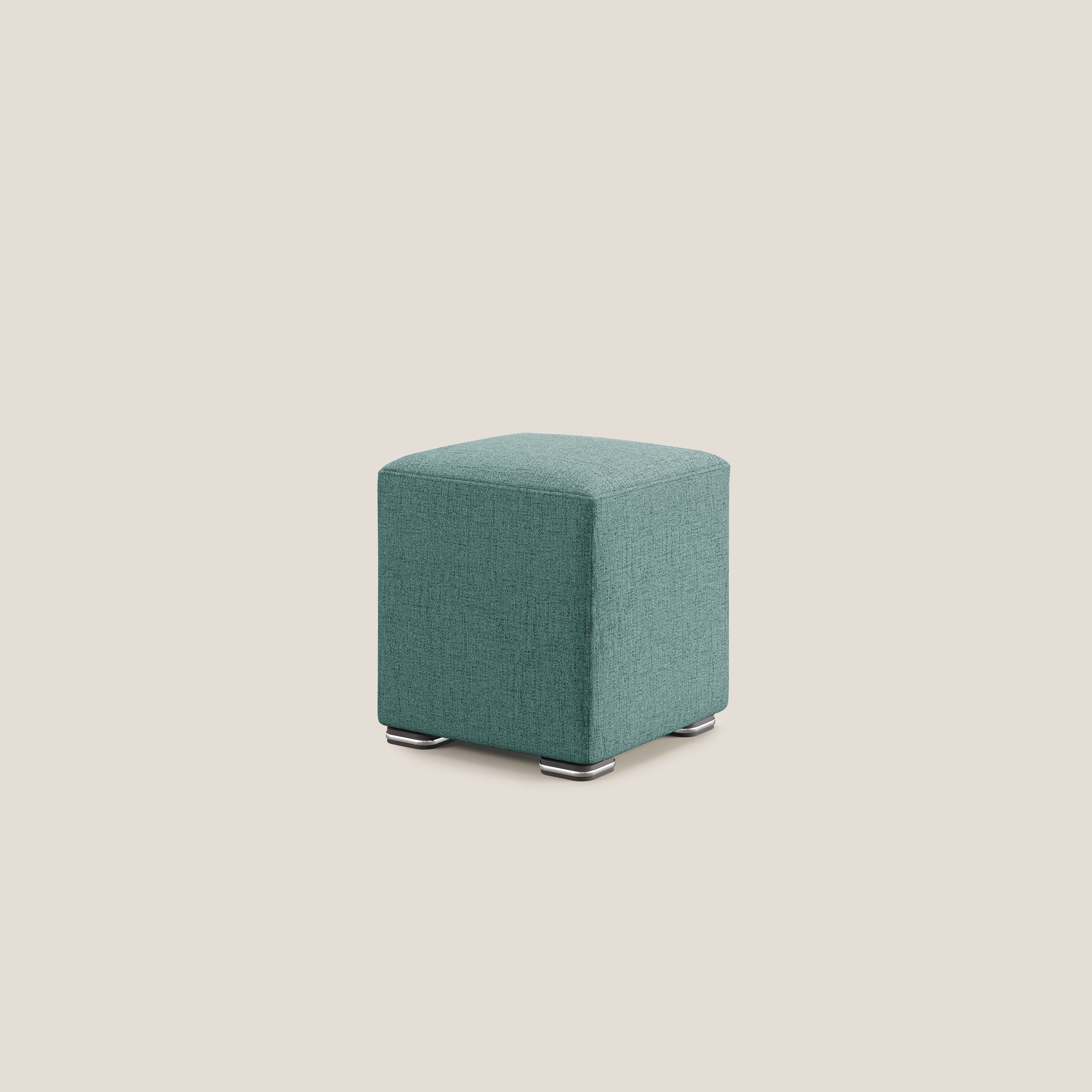 Cube pouf en tissu doux imperméable FELIS T03 vert d'eau - Image 2