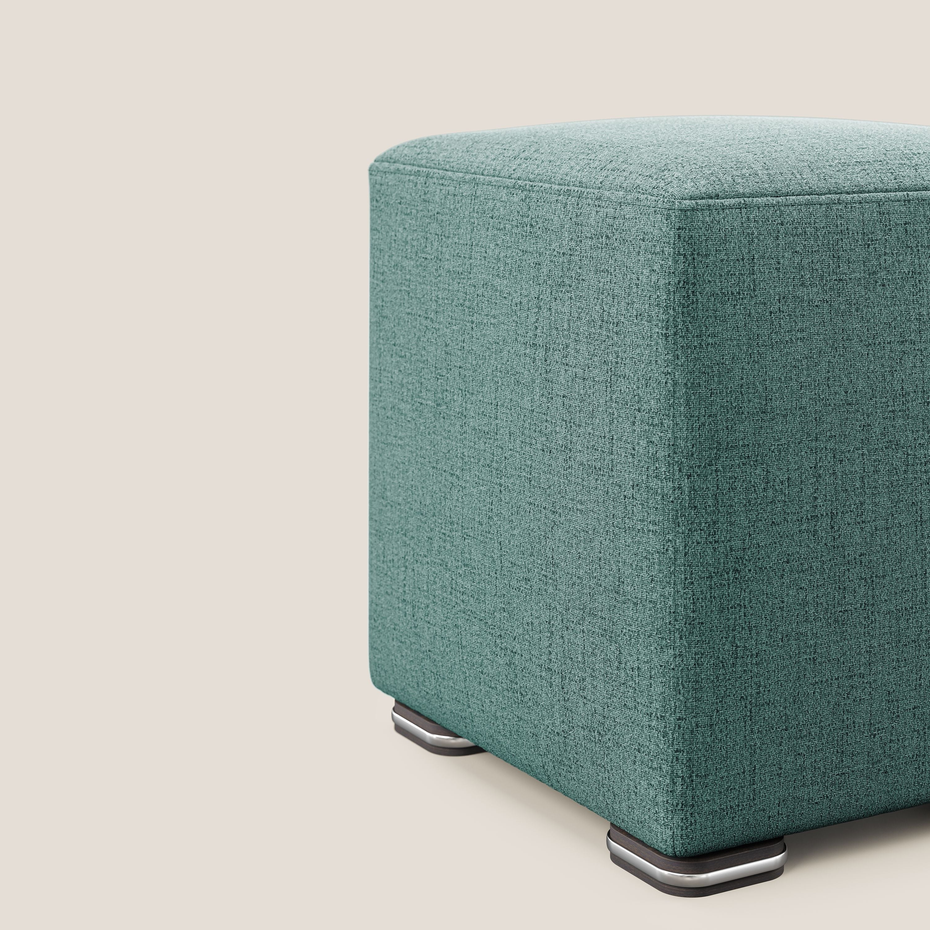 Cube pouf en tissu doux imperméable FELIS T03 vert d'eau - Image 4
